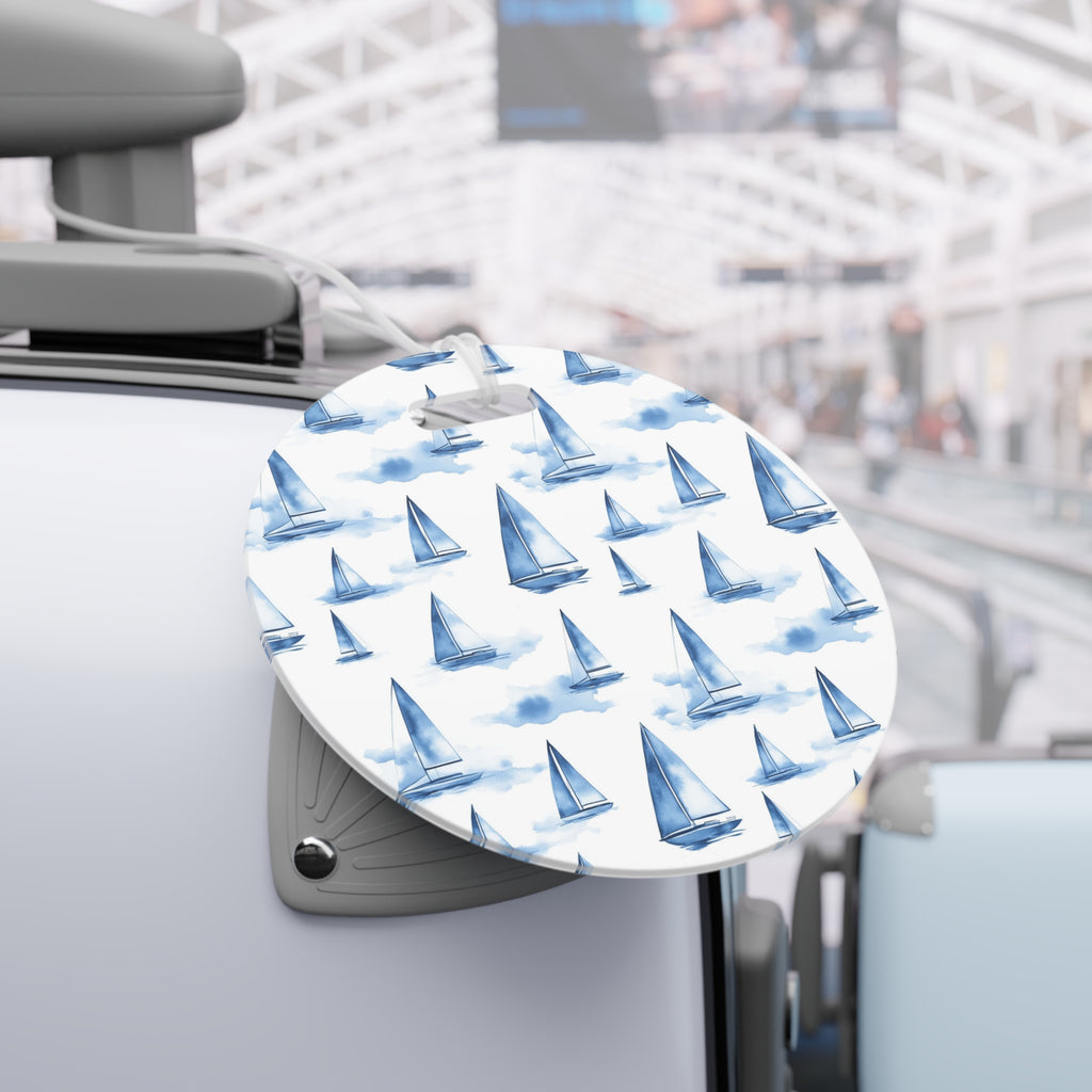 Blue Sailboat Luggage Tag, Travel Accessories, Luggage, Vacation must have, Beach Vacation Supplies