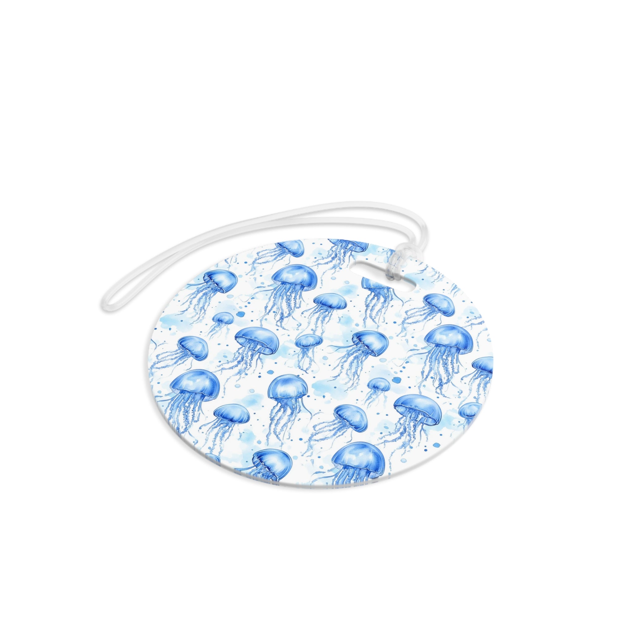 Blue Jellyfish Luggage Tag, Travel Accessories, Luggage, Vacation must have, Beach Vacation Supplies, Luggage Tag, Square or Round