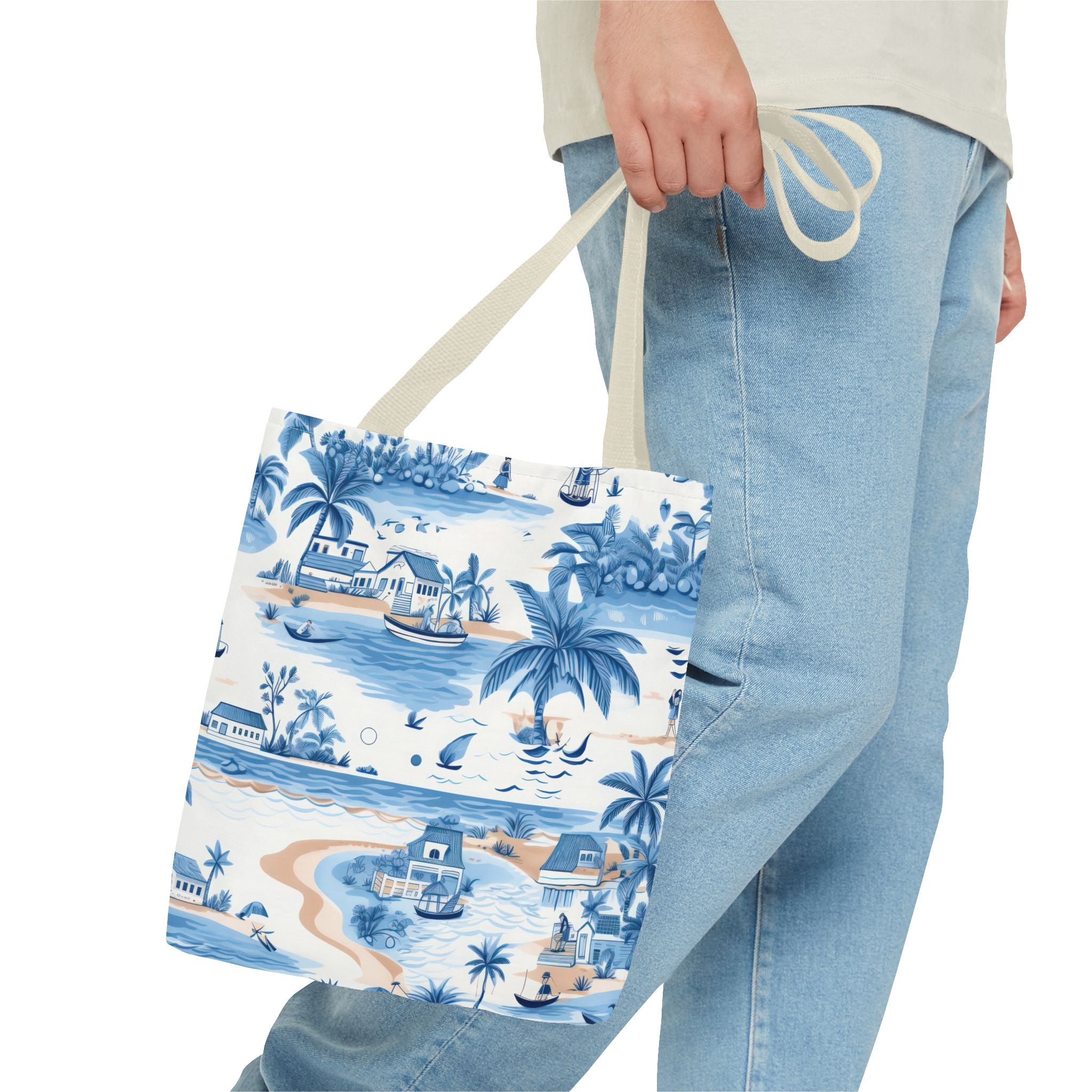 tropical Blue- Coastal Blue Tote Bag - Beach Vibes, Summer Travel, Eco-Friendly Shopping, Vacation Essentials, Gift for Ocean Lovers