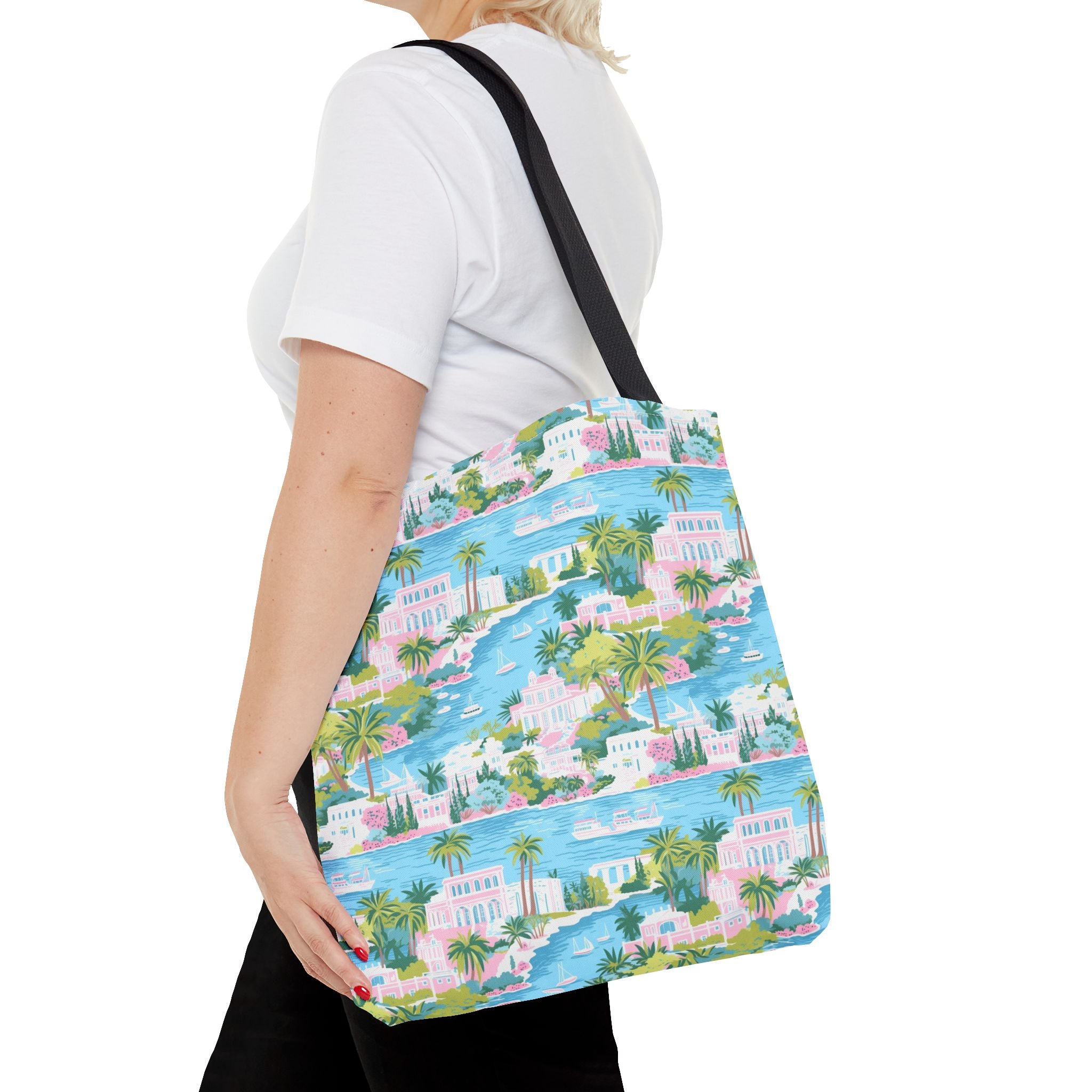 Greek Island - Tropical Paradise Tote Bag, Beach Bag, Eco-Friendly Shopping Bag, Summer Vibes Handbag, Vacation Essentials, Gift for Travelers