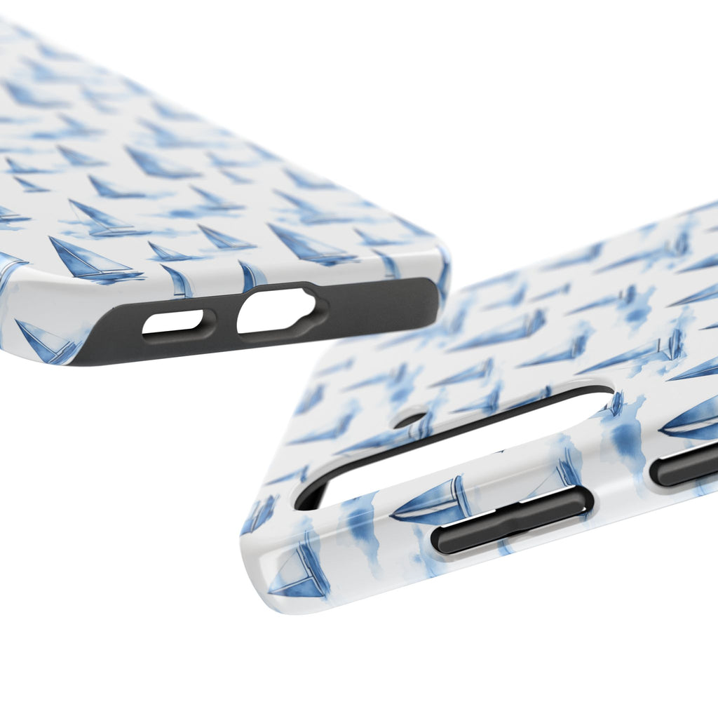 Blue Sailboat Phone Case - Nautical Tough Cover, Summer Gift, Ocean Lover Accessory, Unique Phone Protection, Beach Vibes
