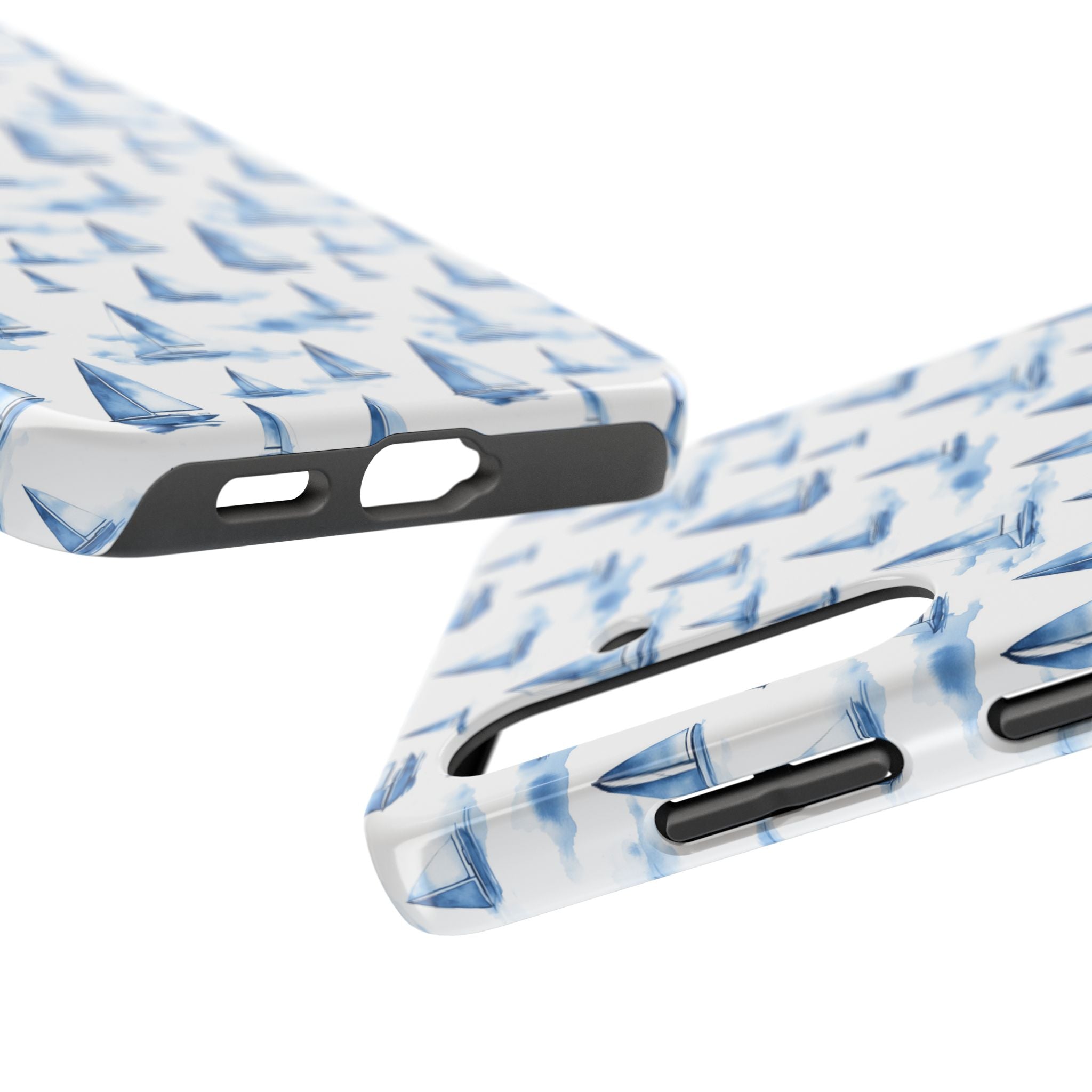 Blue Sailboat Phone Case - Nautical Tough Cover, Summer Gift, Ocean Lover Accessory, Unique Phone Protection, Beach Vibes