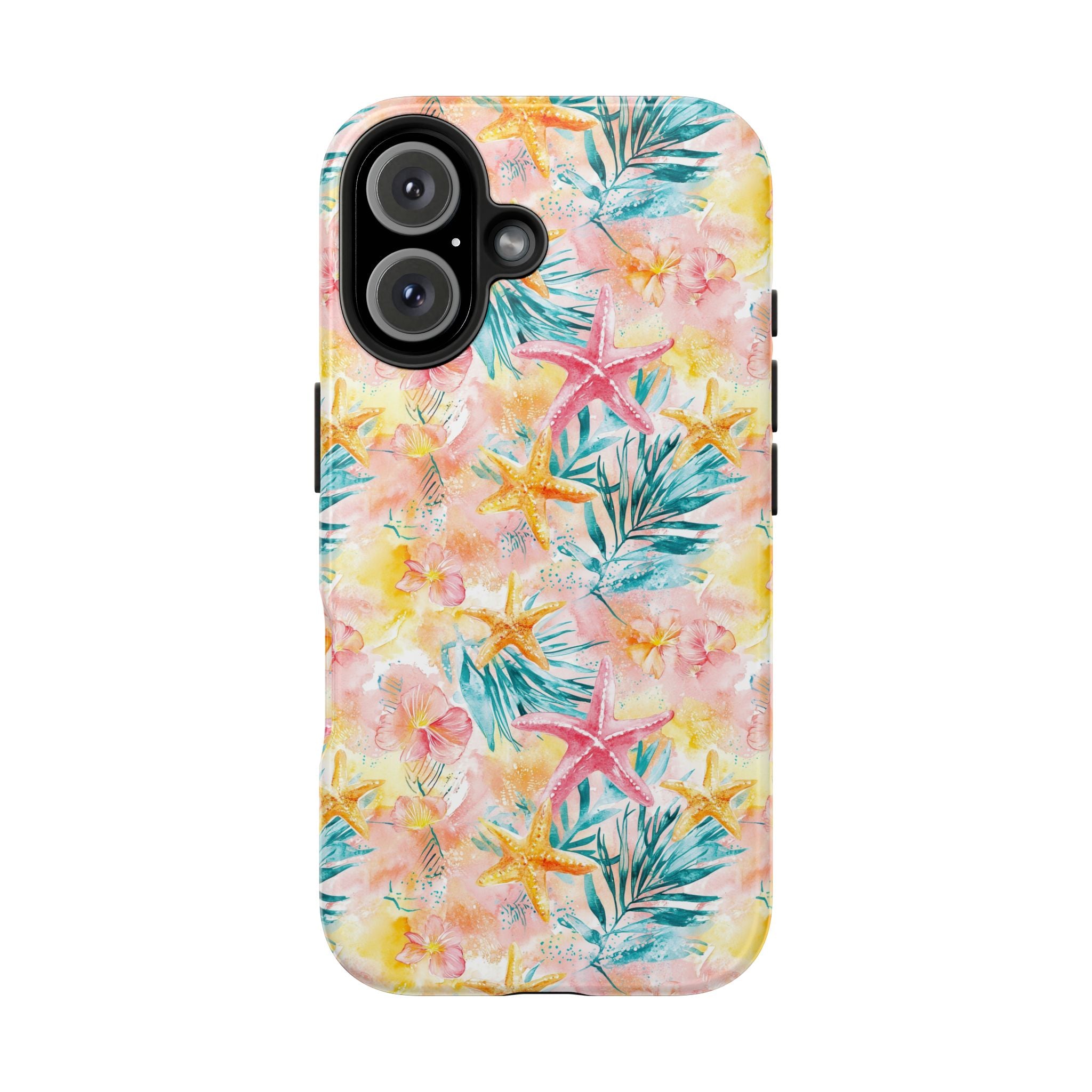 Pink Tropical Starfish- Floral Tough Phone Case - Durable Protection with a Beach Vibe, Perfect Gift for Summer Lovers, Ideal for Vacation, Fun, Stylish