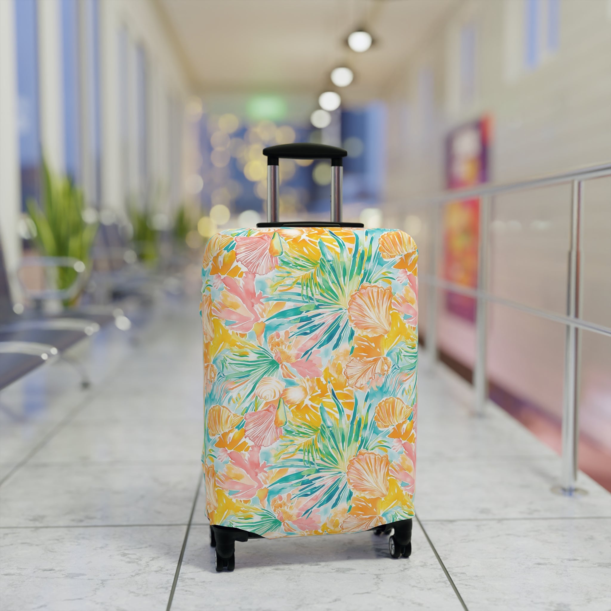 Neon Tropics - Luggage Cover, Vibrant Travel Accessory, Tropical Vacation Essential, Unique Suitcase Protector, Gifts for Travelers