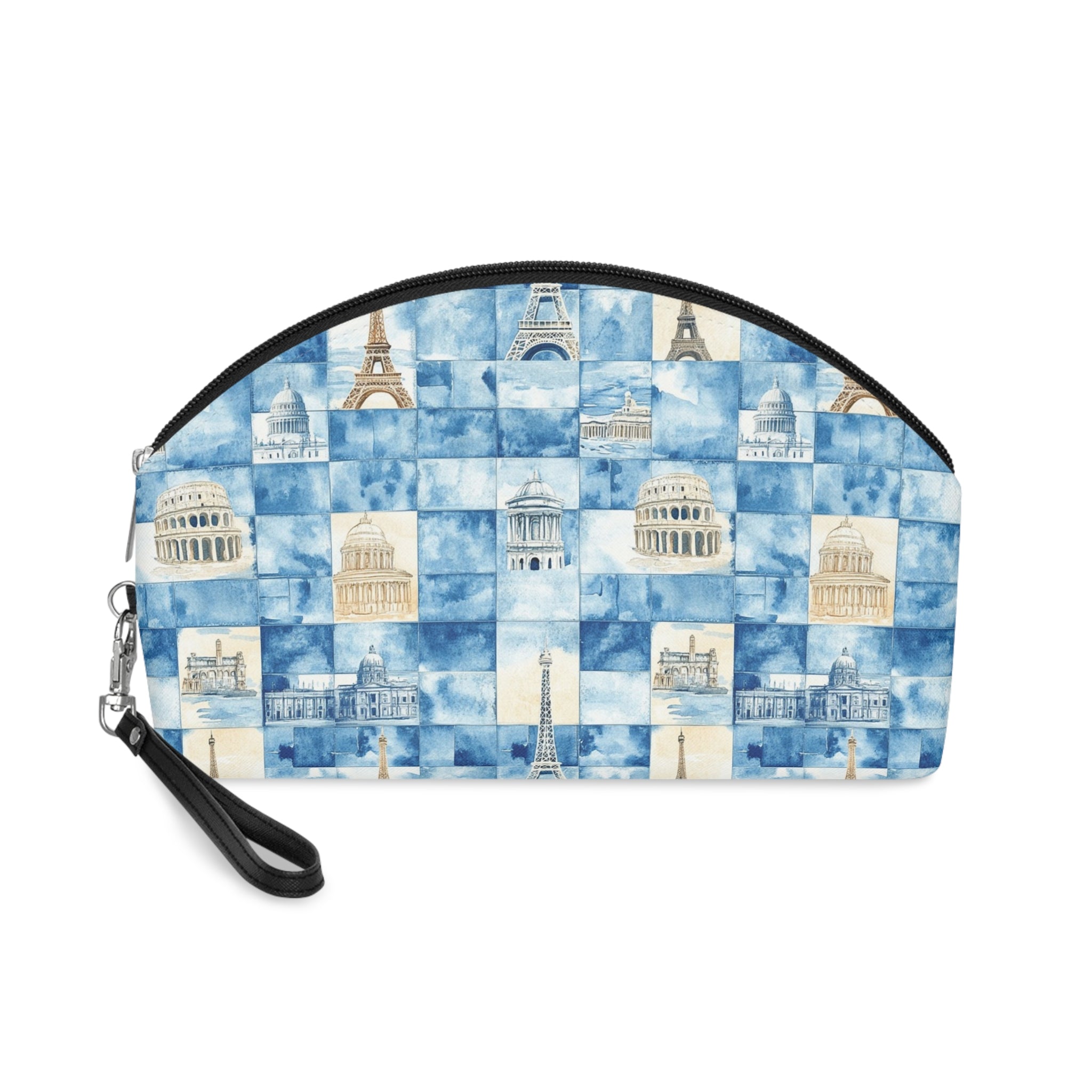 Europe Themed Makeup Bag, PU Faux Leather Makeup Bag, Travel Makeup kit, Vacation Makeup bag, Bridesmaid Gift, Makeup Organizer