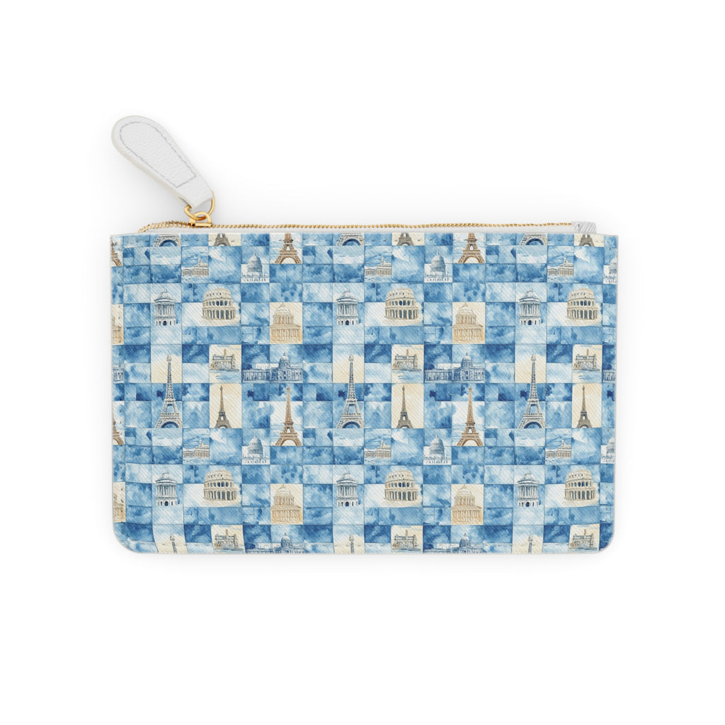Europe Mini Vegan Leather Clutch Bag, Vacation Clutch bag, Travel Lover, Gift for her