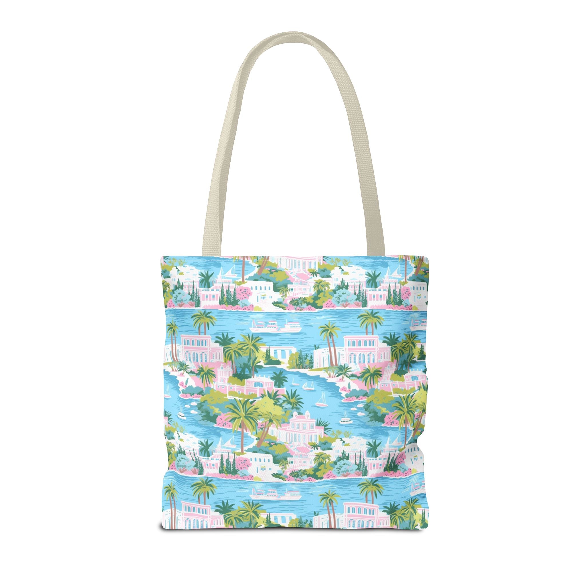 Greek Island - Tropical Paradise Tote Bag, Beach Bag, Eco-Friendly Shopping Bag, Summer Vibes Handbag, Vacation Essentials, Gift for Travelers