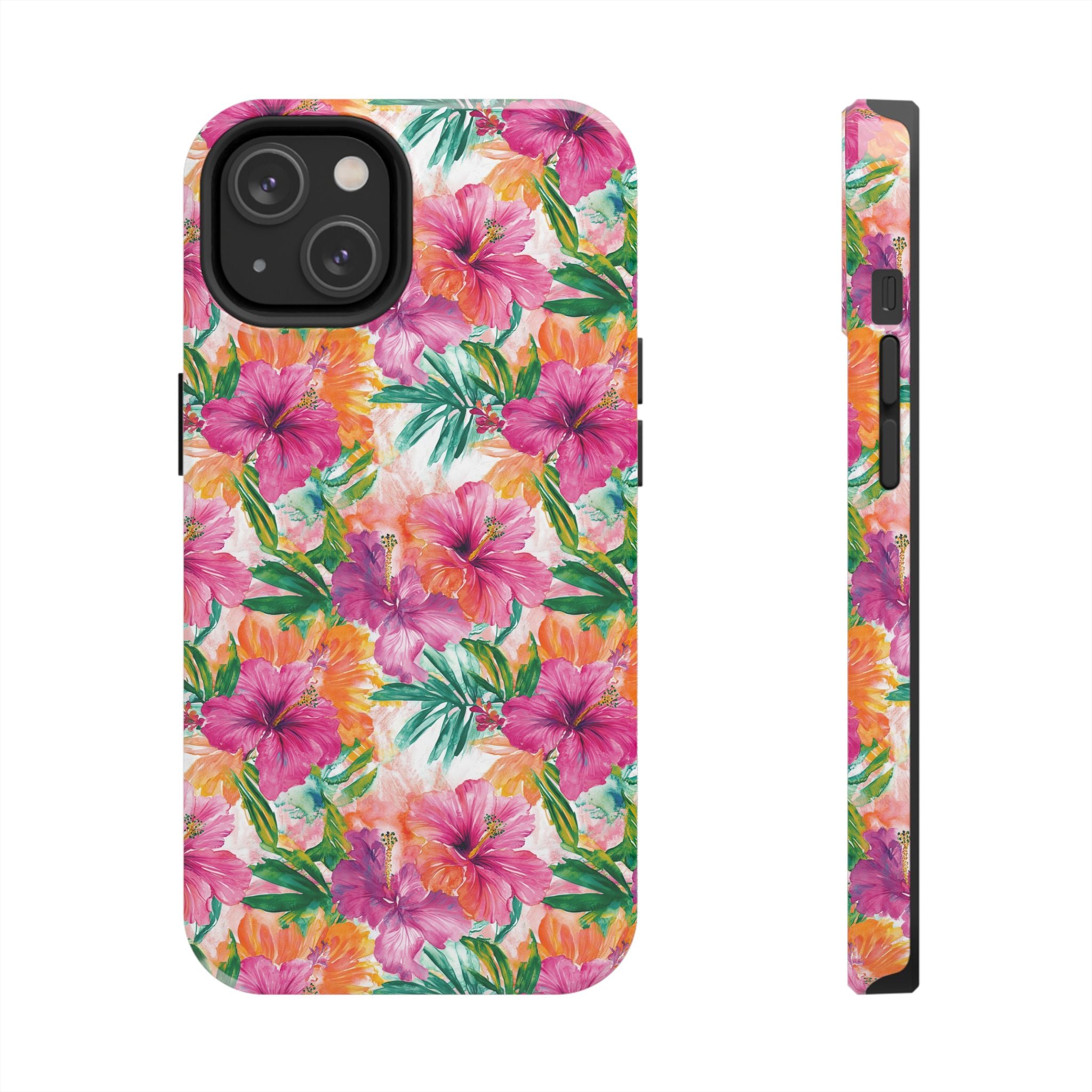 Pink Tropical Floral Phone Case, Tough Waterproof Cover, Summer Vibe Gift, Durable Tech Accessory, Floral Pattern for iPhone, Chic, Stylish