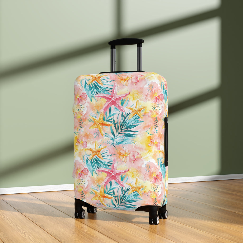 Pink Tropical Starfish- Luggage Cover - Colorful Travel Accessory for Vacation, Beach & Adventure Lovers, Air Travel Gear, Personalized Gift