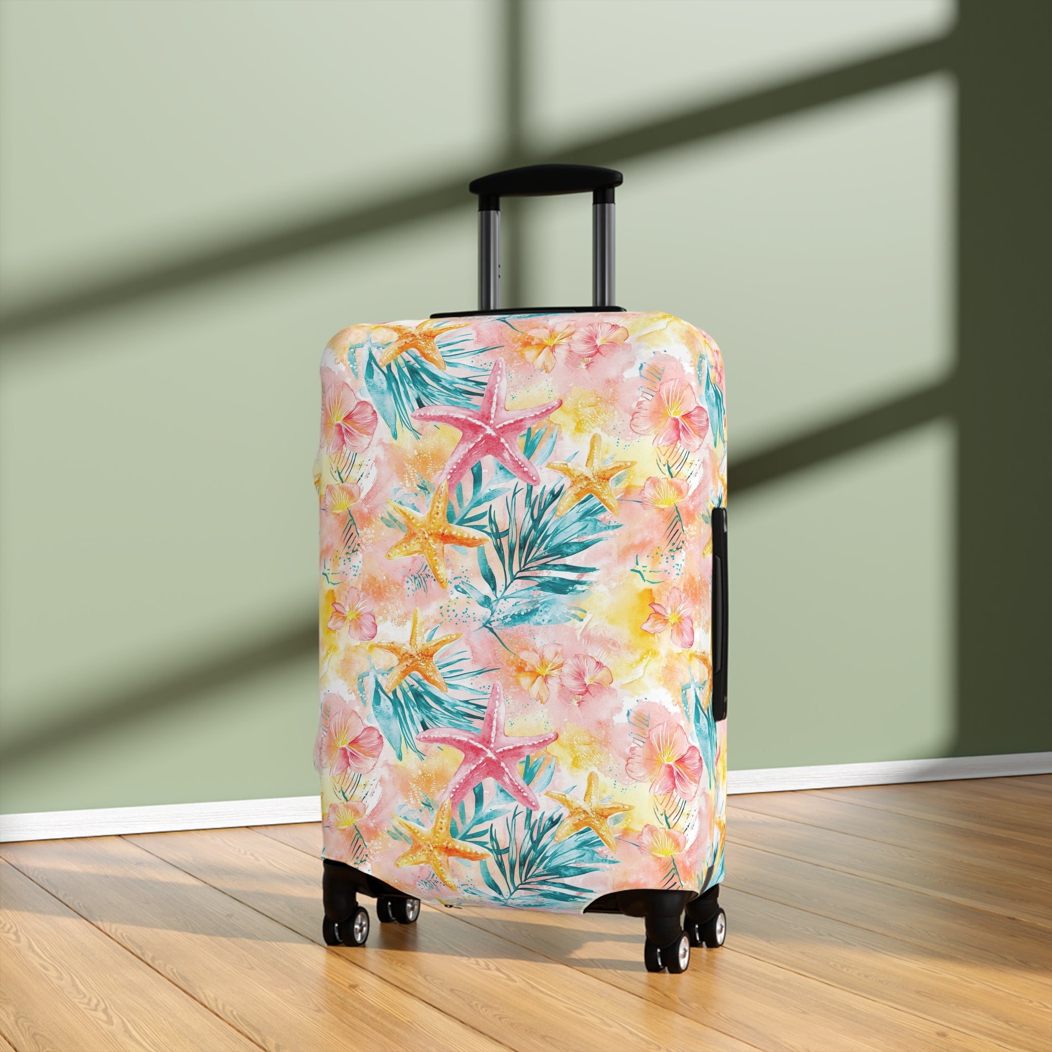 Pink Tropical Starfish- Luggage Cover - Colorful Travel Accessory for Vacation, Beach & Adventure Lovers, Air Travel Gear, Personalized Gift