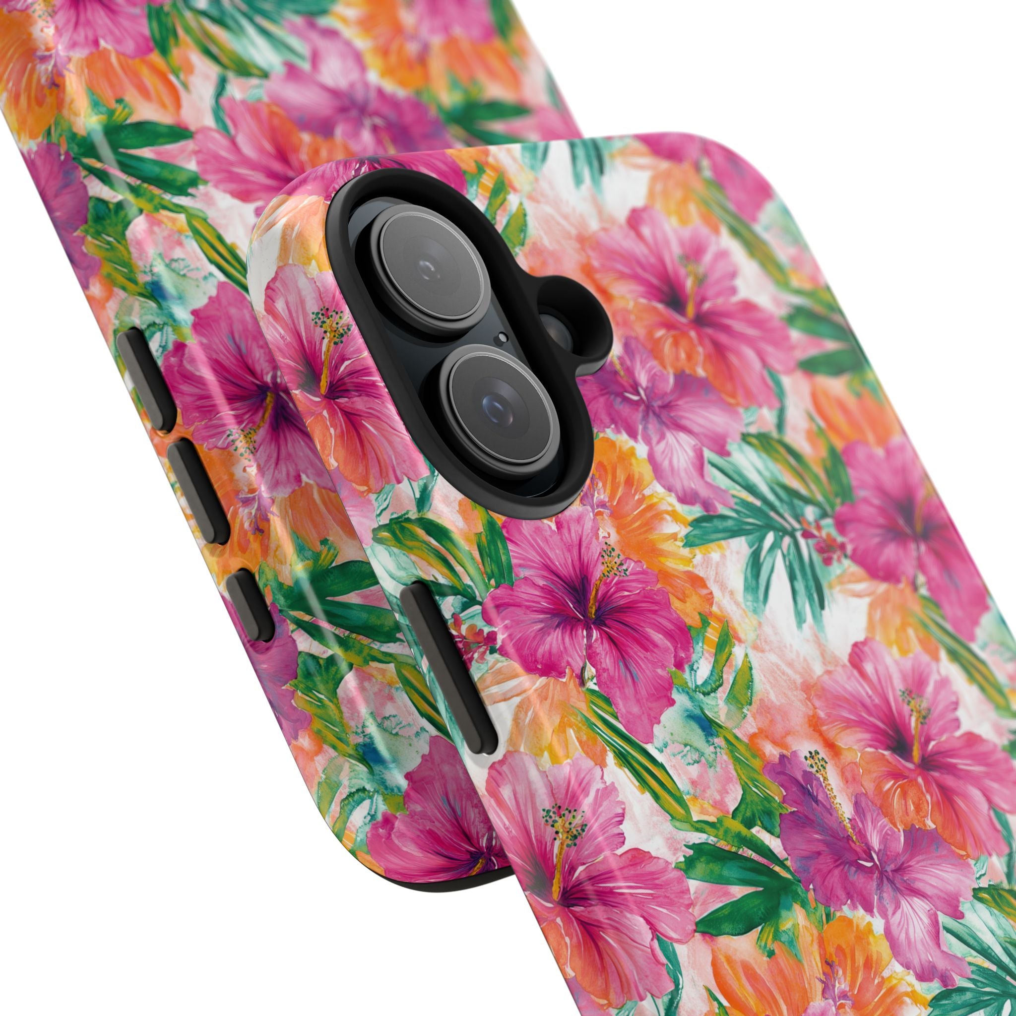 Pink Tropical Floral Phone Case, Tough Waterproof Cover, Summer Vibe Gift, Durable Tech Accessory, Floral Pattern for iPhone, Chic, Stylish