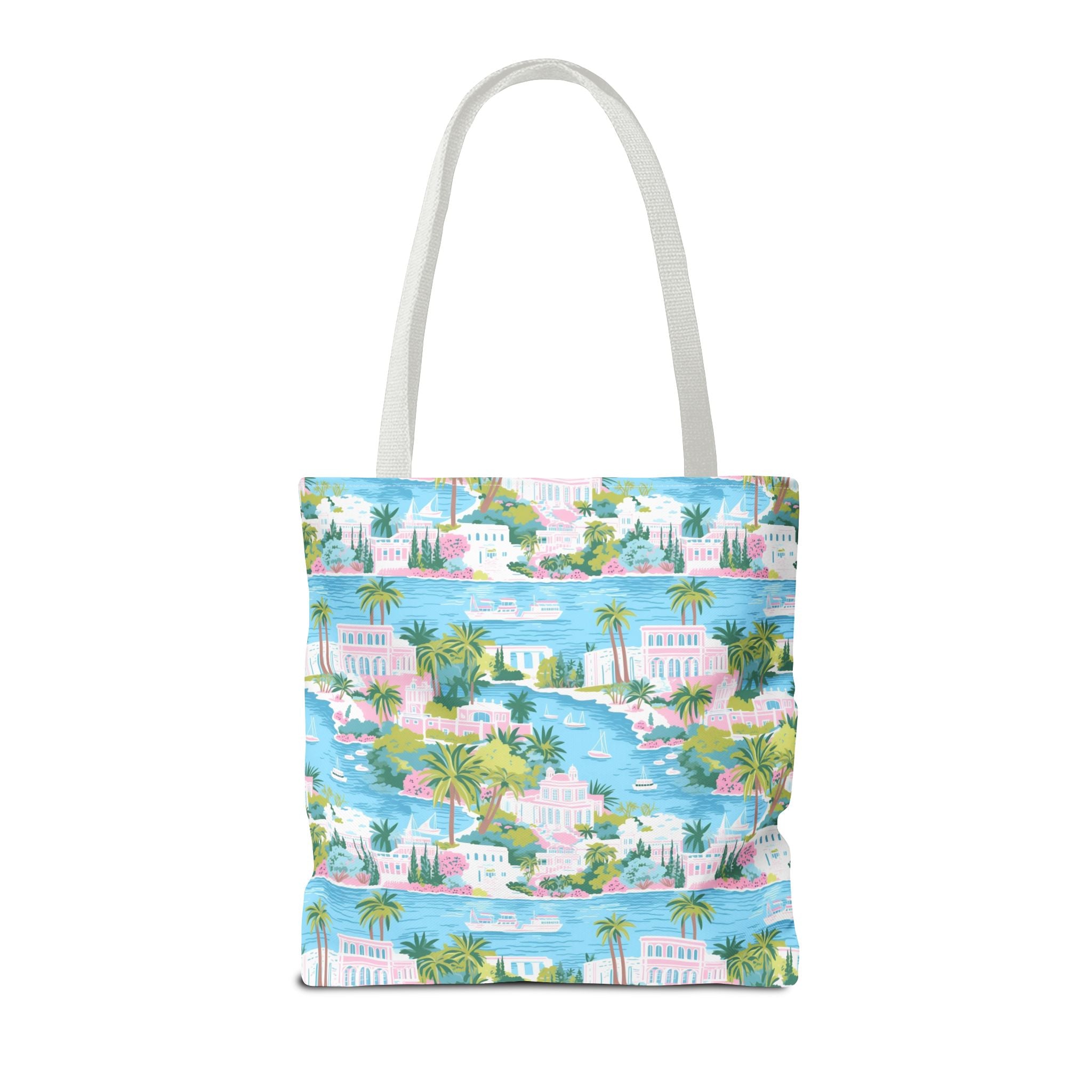 Greek Island - Tropical Paradise Tote Bag, Beach Bag, Eco-Friendly Shopping Bag, Summer Vibes Handbag, Vacation Essentials, Gift for Travelers