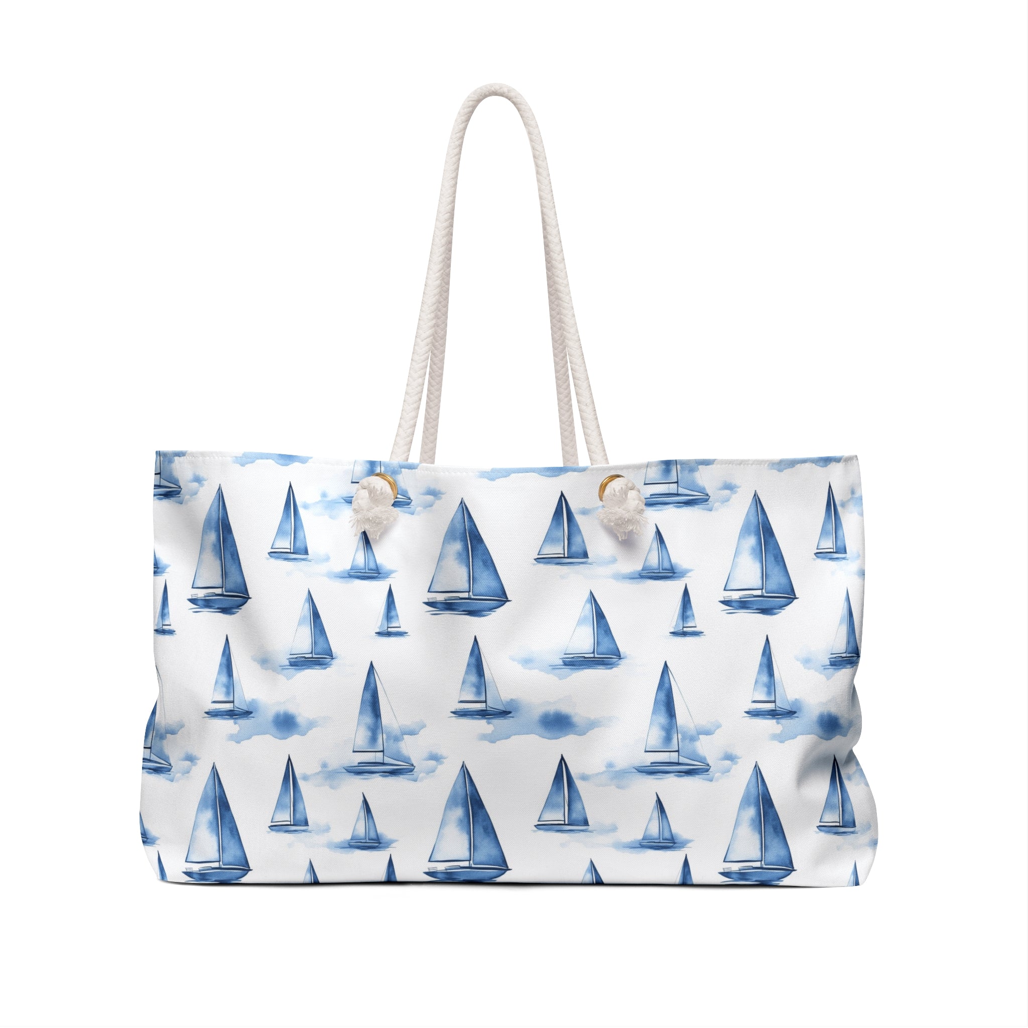 Blue Sailboat Weekender Tote Bag, Beach Bag, Beach Tote, Large tote bag, Vacation Bag, Bridesmaid Gift
