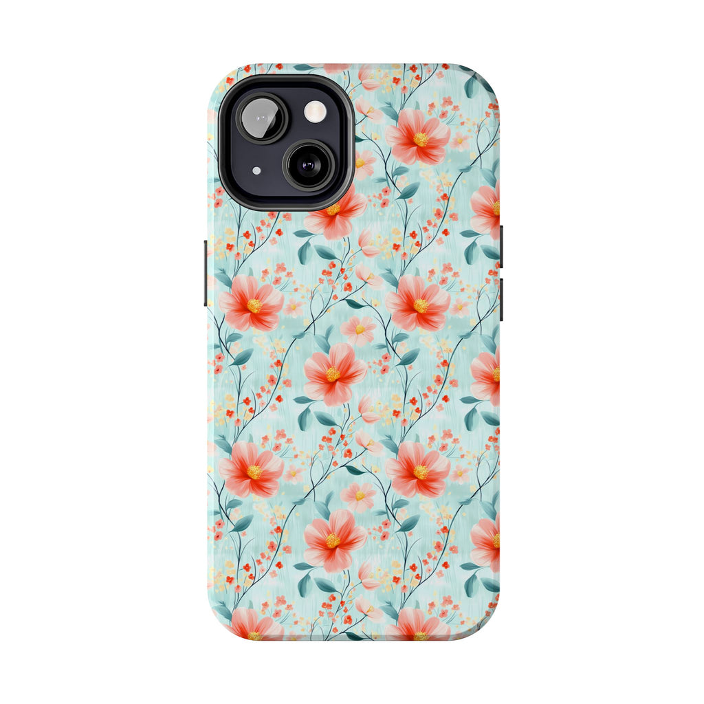 Teal Daisy- Floral Tough Phone Cases, Durable Phone Cover, Stylish Cell Phone Case, Protective Case for Women, Gift for Flower Lovers