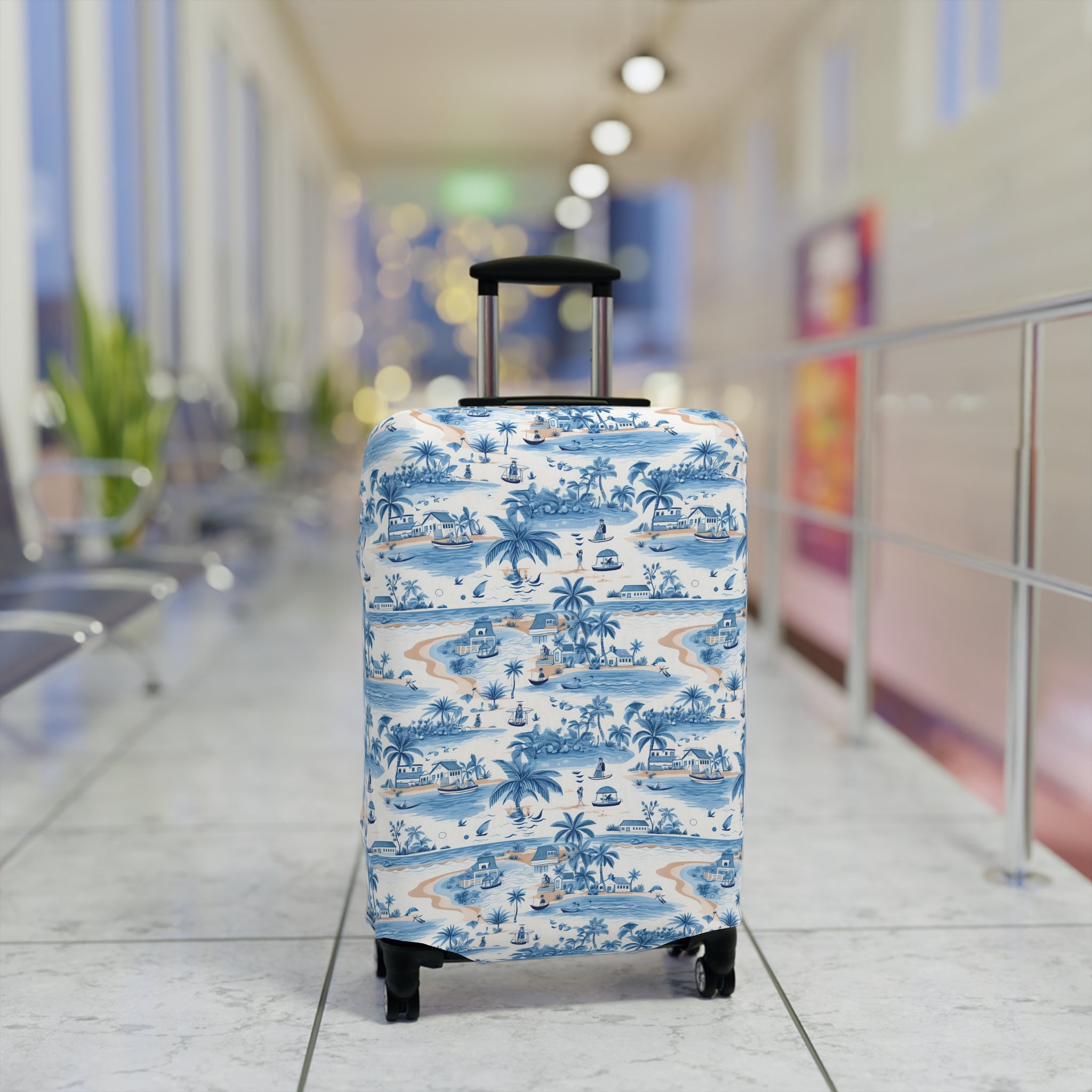 Tropical Blue- Chic Travel Luggage Cover | Stylish Case for Suitcase, Travel Accessory, Gift for Travelers, Personalized Luggage Protection