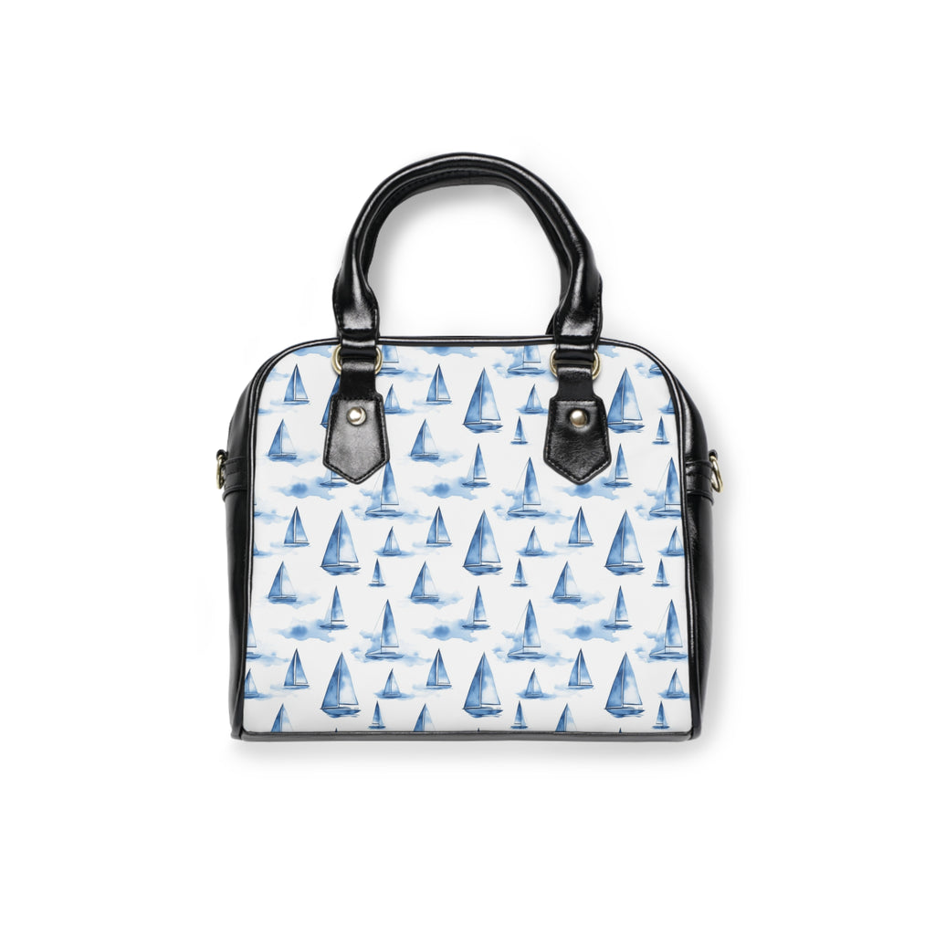 Blue Sailboat - Print Shoulder Handbag - Stylish Tote for Beach Days, Travel, Everyday Use, Gift for Sailors, Ocean Lovers