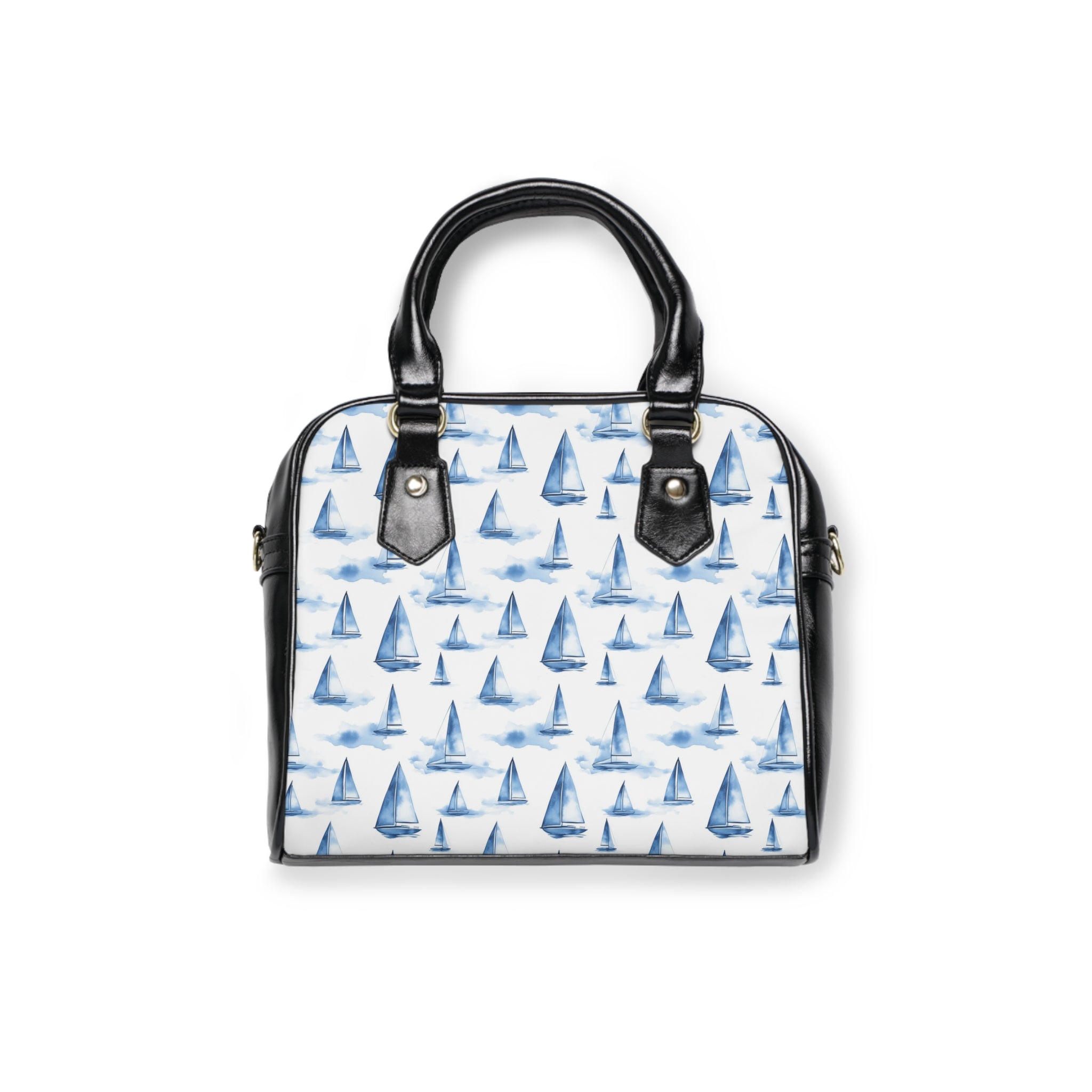 Blue Sailboat - Print Shoulder Handbag - Stylish Tote for Beach Days, Travel, Everyday Use, Gift for Sailors, Ocean Lovers