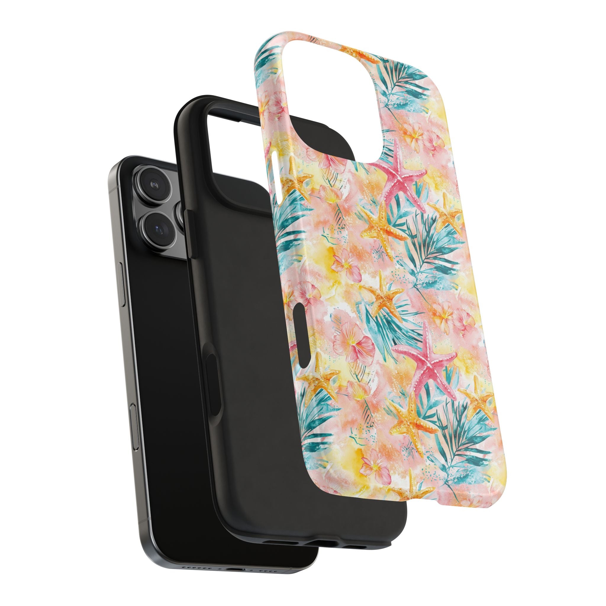 Pink Tropical Starfish- Floral Tough Phone Case - Durable Protection with a Beach Vibe, Perfect Gift for Summer Lovers, Ideal for Vacation, Fun, Stylish