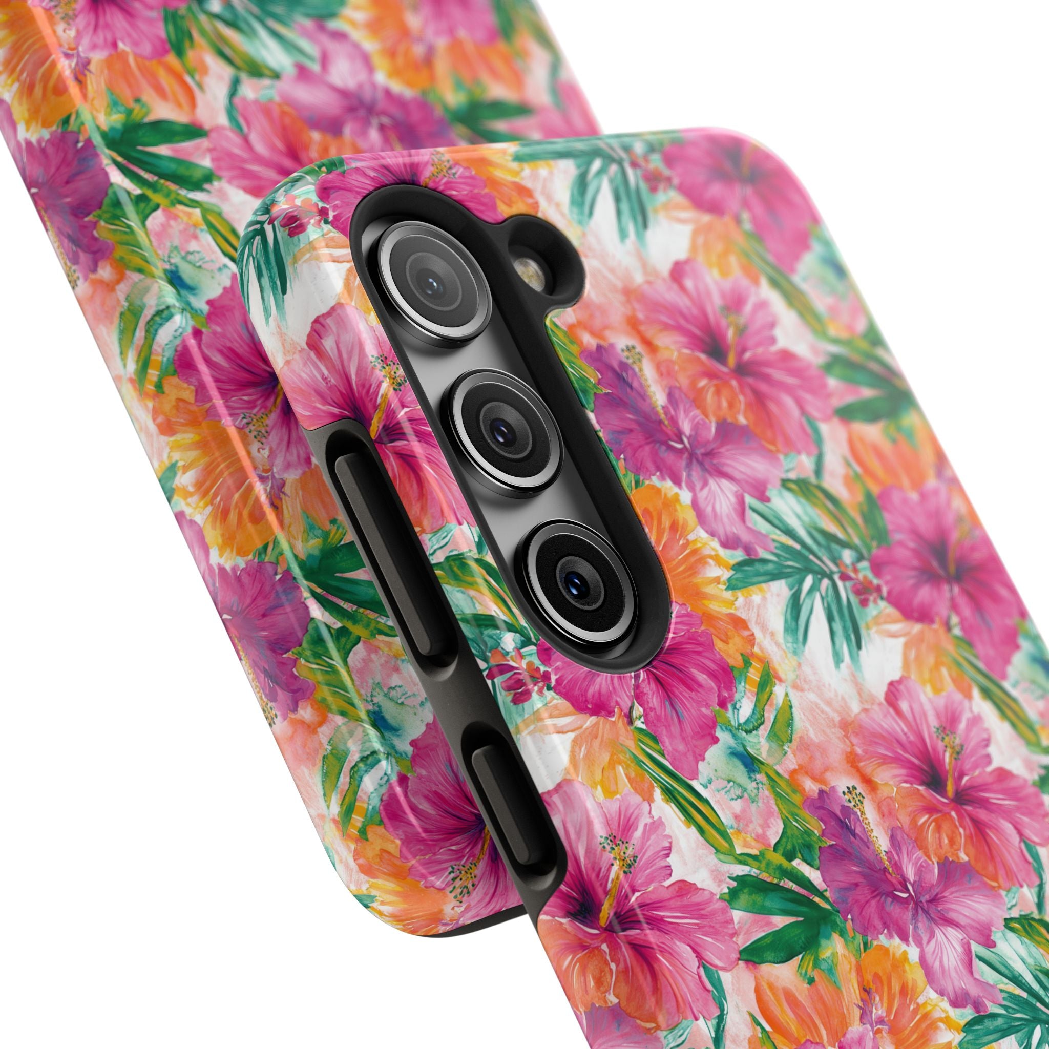 Pink Tropical Floral Phone Case, Tough Waterproof Cover, Summer Vibe Gift, Durable Tech Accessory, Floral Pattern for iPhone, Chic, Stylish