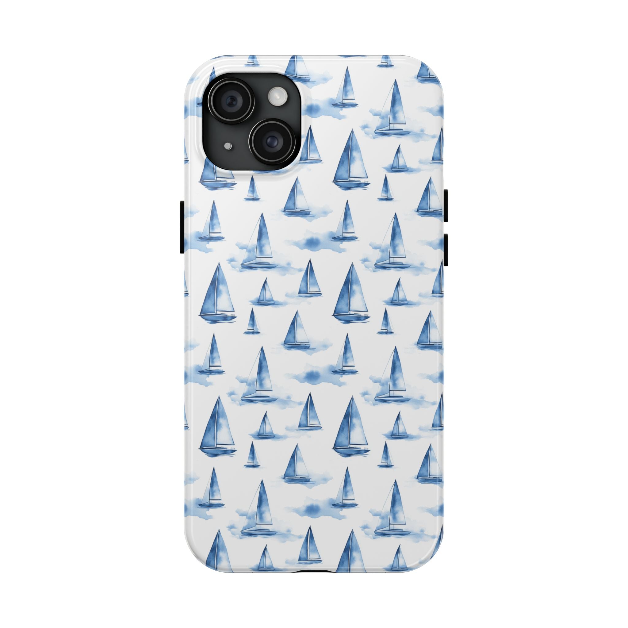 Blue Sailboat Phone Case - Nautical Tough Cover, Summer Gift, Ocean Lover Accessory, Unique Phone Protection, Beach Vibes