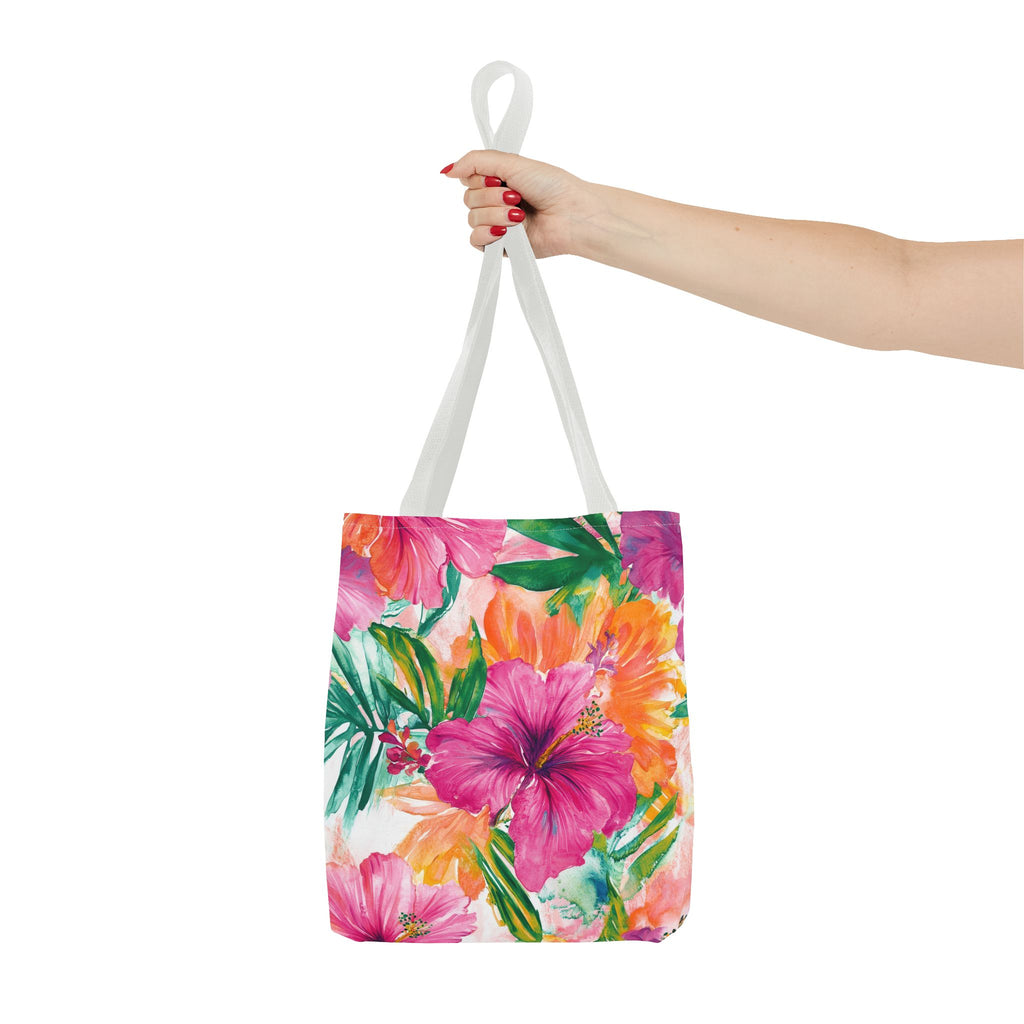 Pink Torpical Floral Tote Bag | Perfect for Beach Days, Shopping, or Gifts | Eco-Friendly, Lightweight, Summer Vibes, Travel Essential