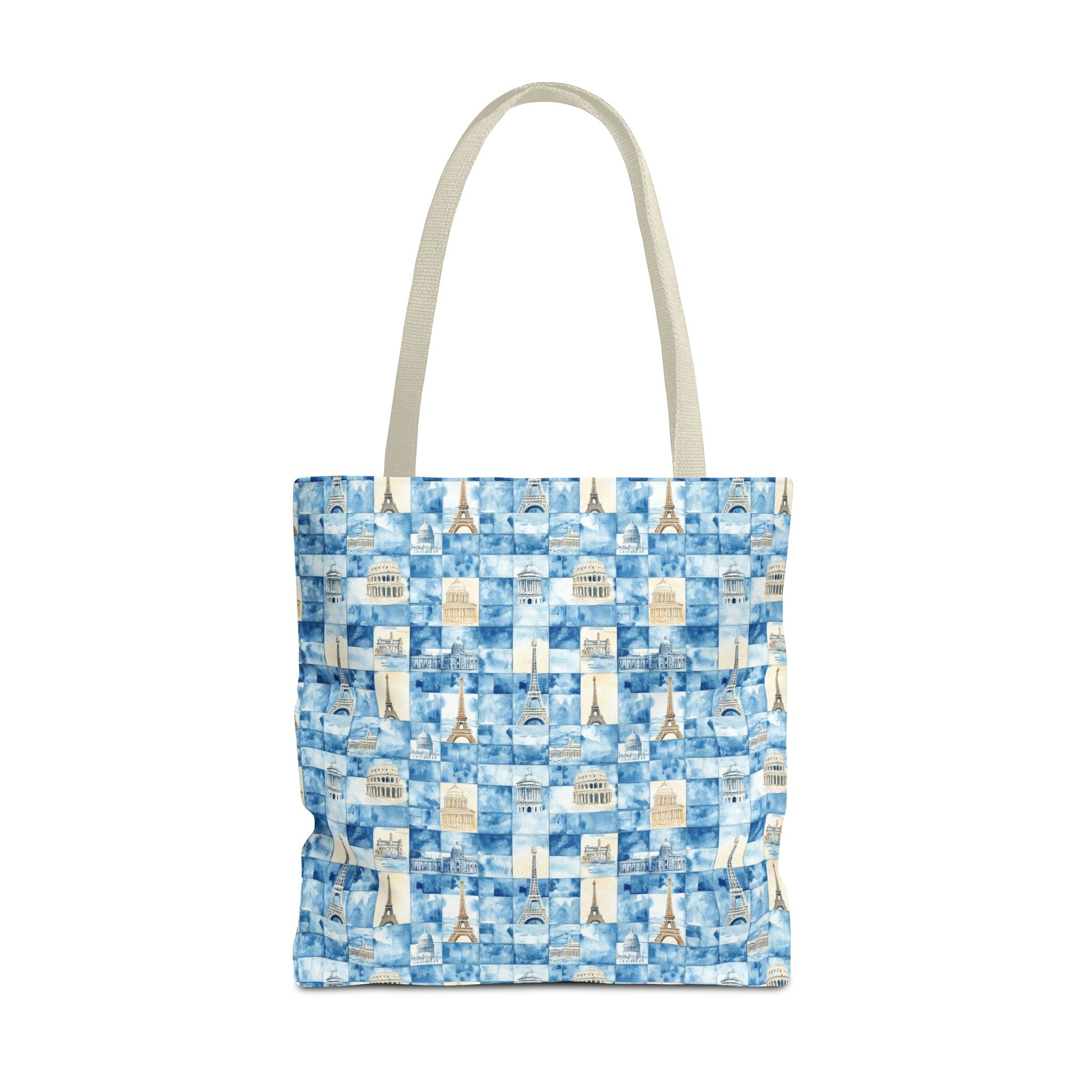 Europe- Chic Tote Bag with Blue Pattern, Stylish Shopping Tote, Beach Bag, Eco-Friendly Tote, Perfect Gift for Her
