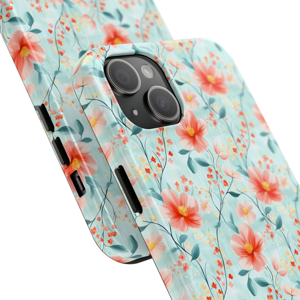 Teal Daisy- Floral Tough Phone Cases, Durable Phone Cover, Stylish Cell Phone Case, Protective Case for Women, Gift for Flower Lovers