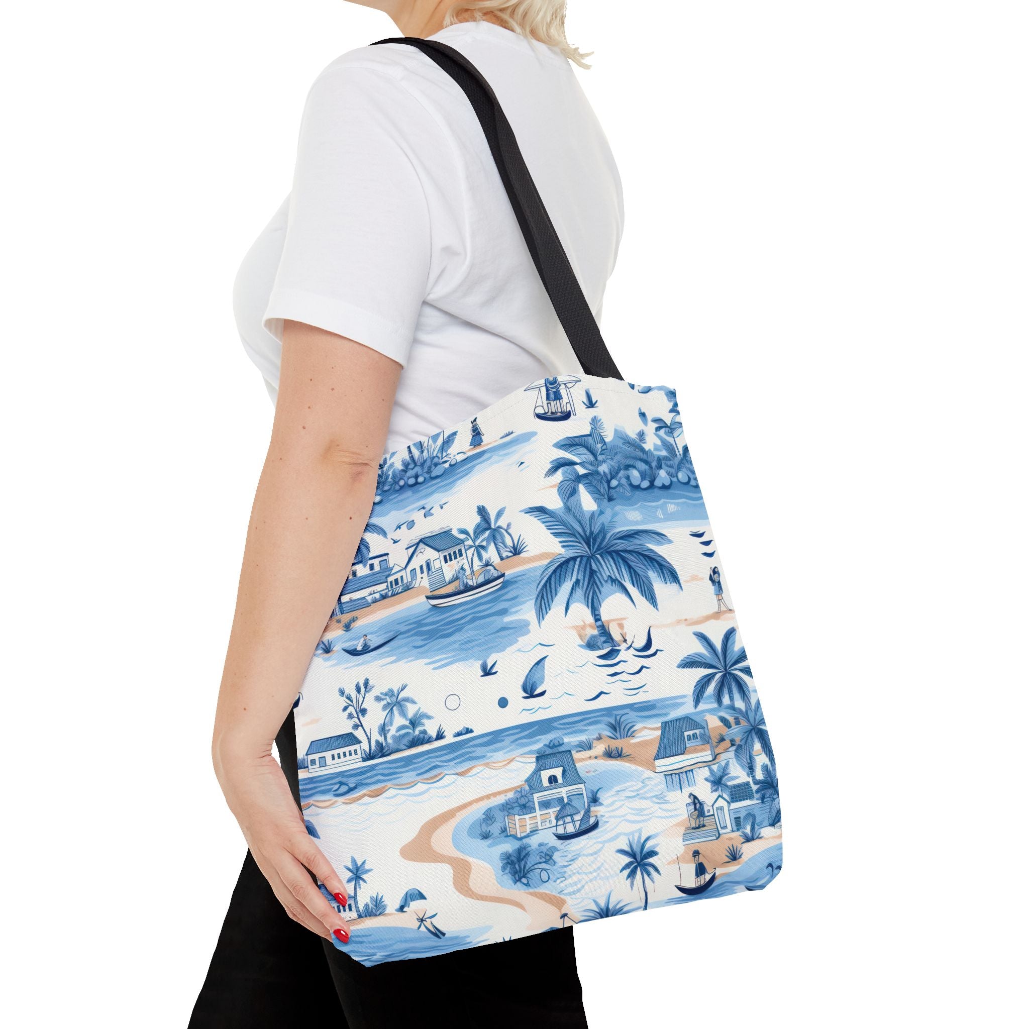 tropical Blue- Coastal Blue Tote Bag - Beach Vibes, Summer Travel, Eco-Friendly Shopping, Vacation Essentials, Gift for Ocean Lovers