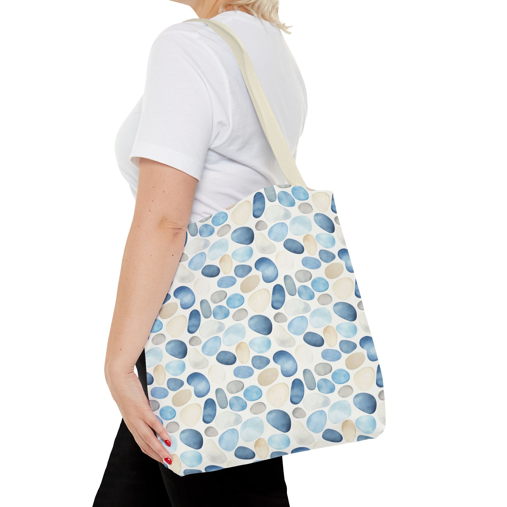 Cobble stone- Tote Bag with Blue Pebble Design | Beach Bag, Grocery Tote, Shopping Bag, Gift Bag, Eco-Friendly Tote