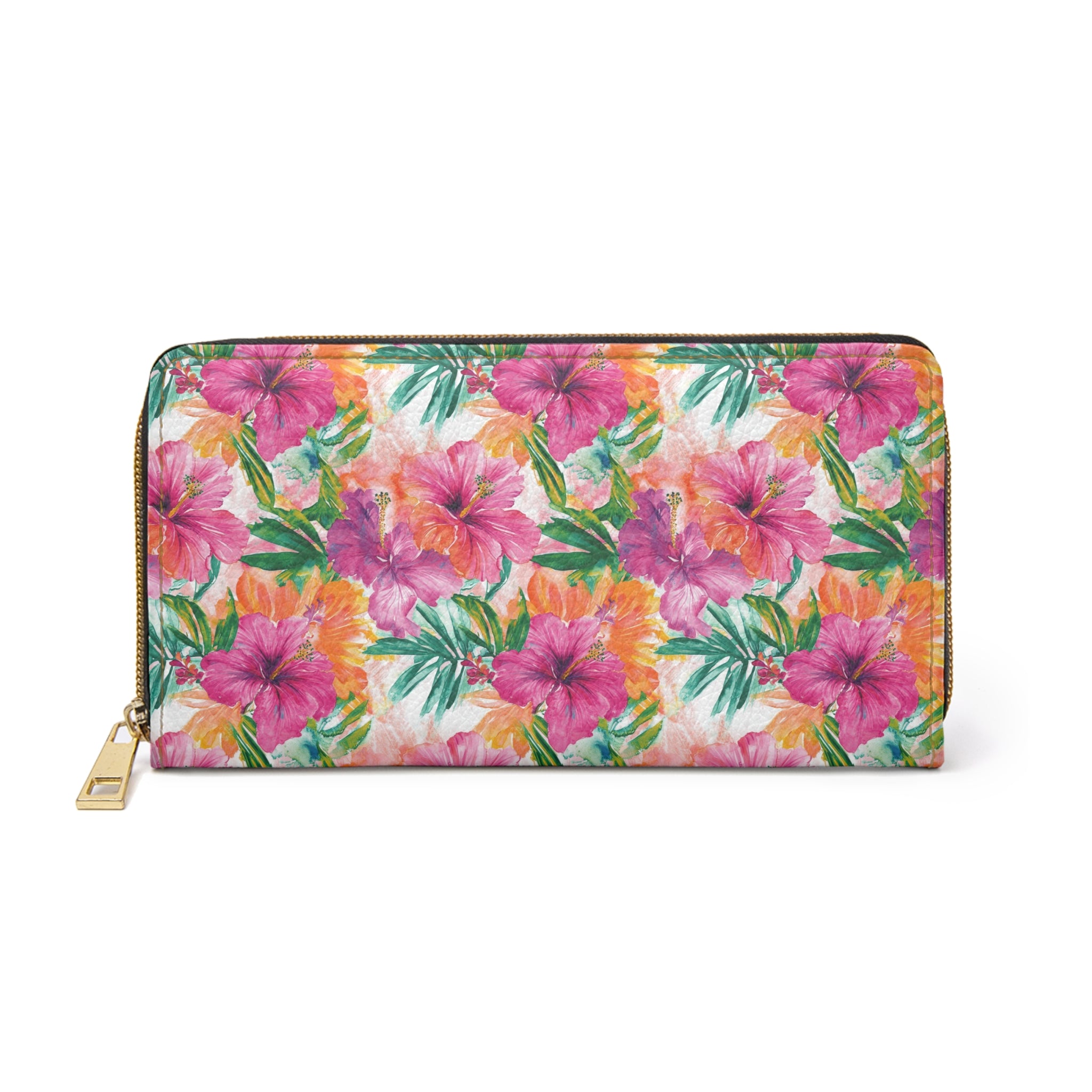 Pink Tropical Floral Vegan Leather Wallet, Wallet for Women, Summer Accessory, Gifts for Her, Travel Wallet, Colorful Clutch