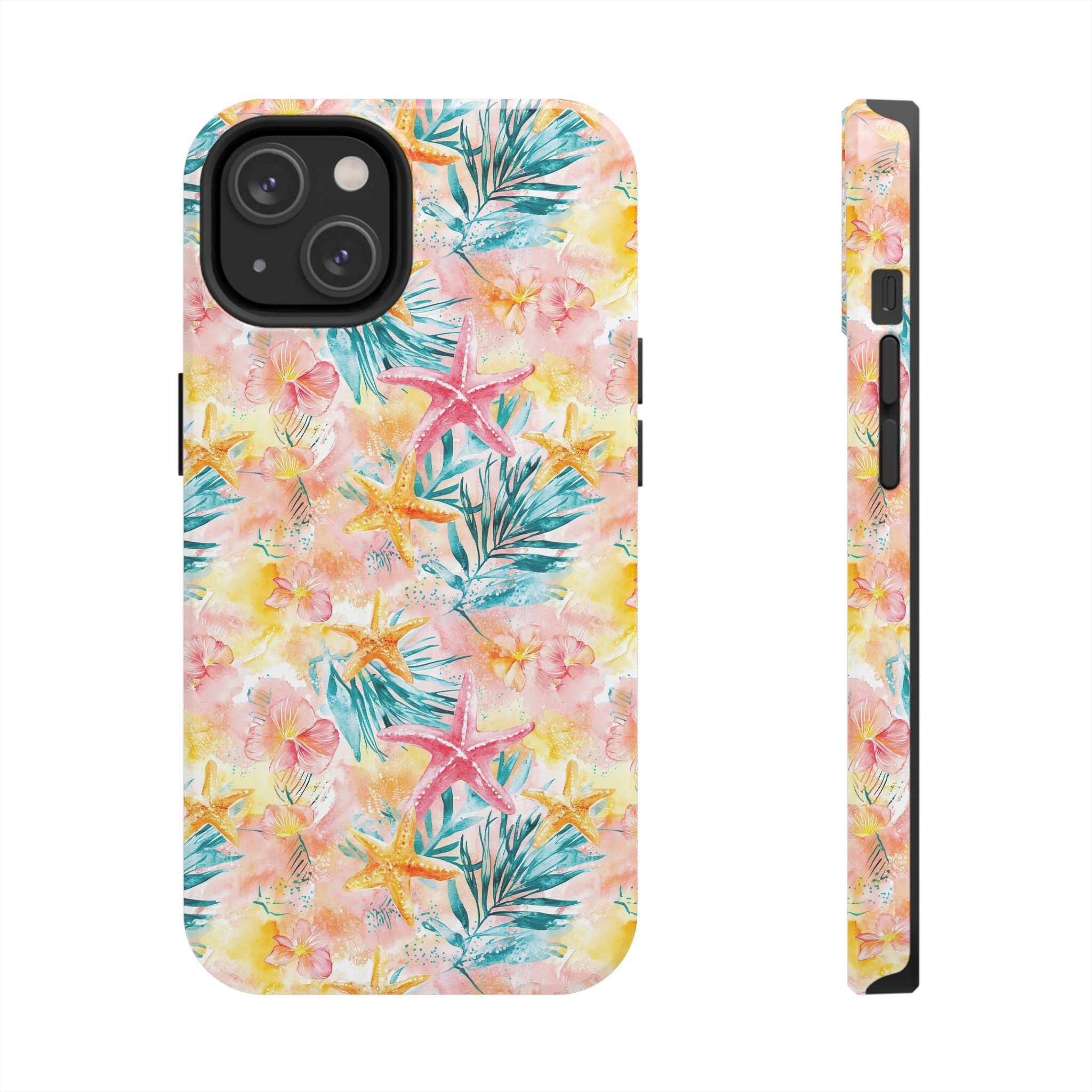 Pink Tropical Starfish- Floral Tough Phone Case - Durable Protection with a Beach Vibe, Perfect Gift for Summer Lovers, Ideal for Vacation, Fun, Stylish