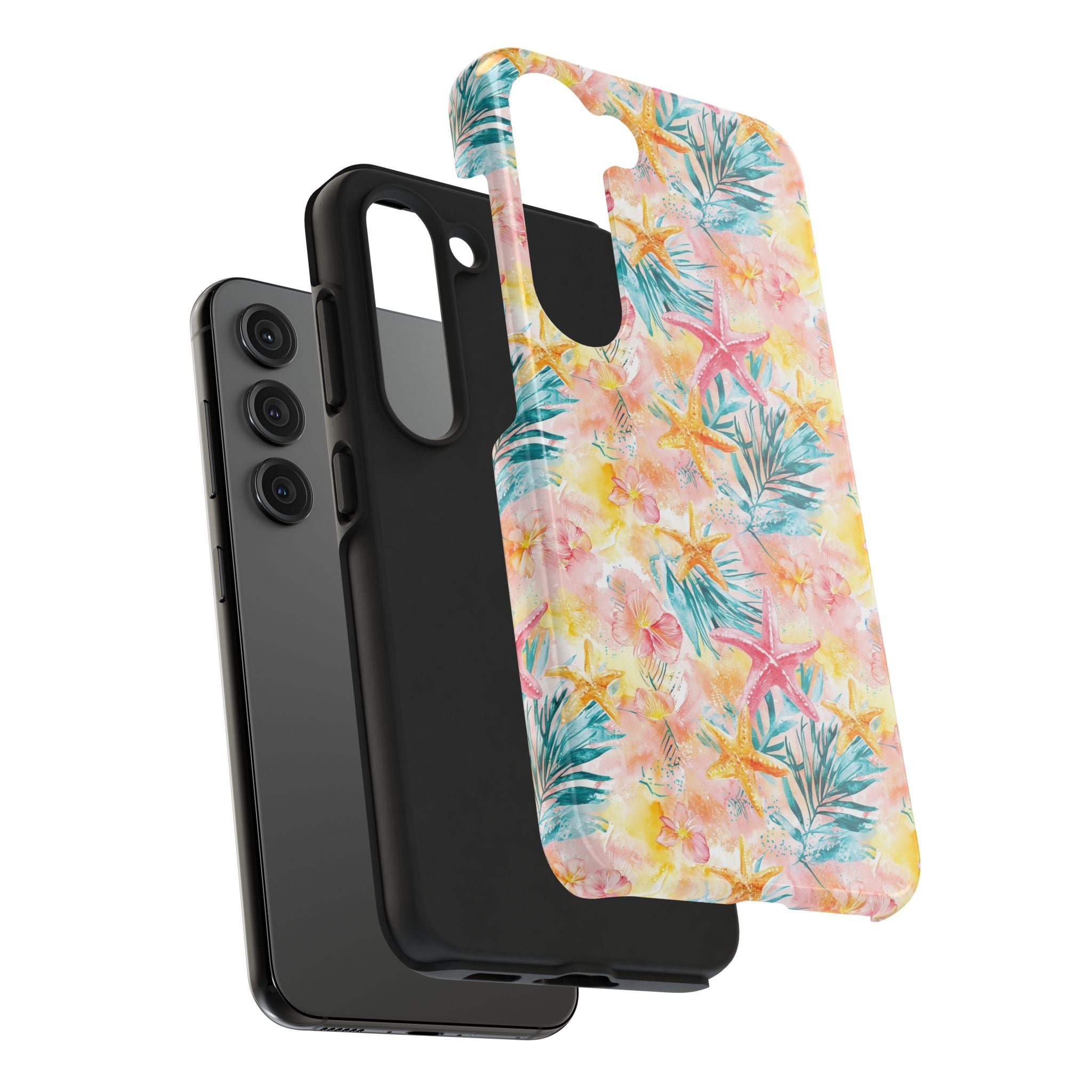 Pink Tropical Starfish- Floral Tough Phone Case - Durable Protection with a Beach Vibe, Perfect Gift for Summer Lovers, Ideal for Vacation, Fun, Stylish