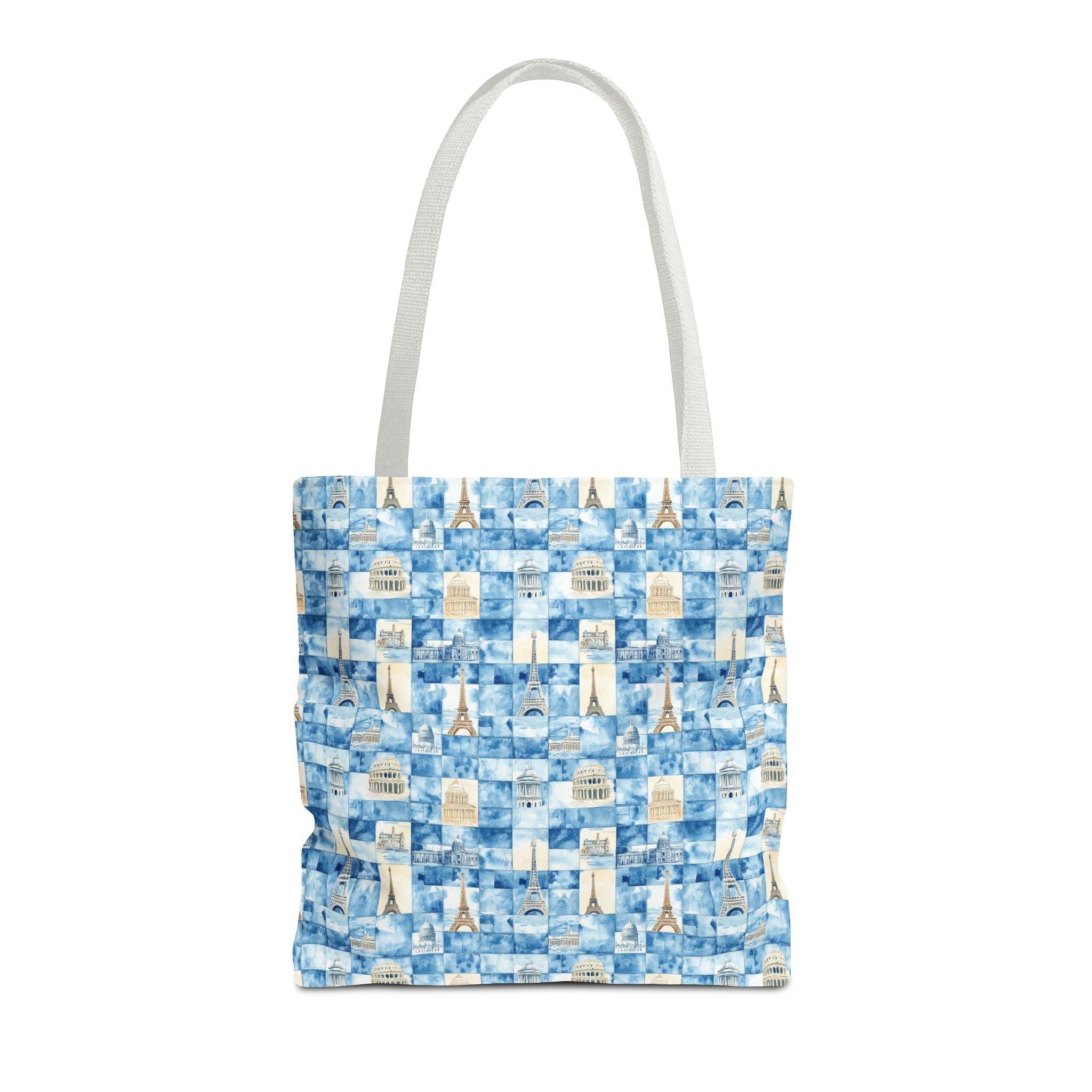 Europe- Chic Tote Bag with Blue Pattern, Stylish Shopping Tote, Beach Bag, Eco-Friendly Tote, Perfect Gift for Her