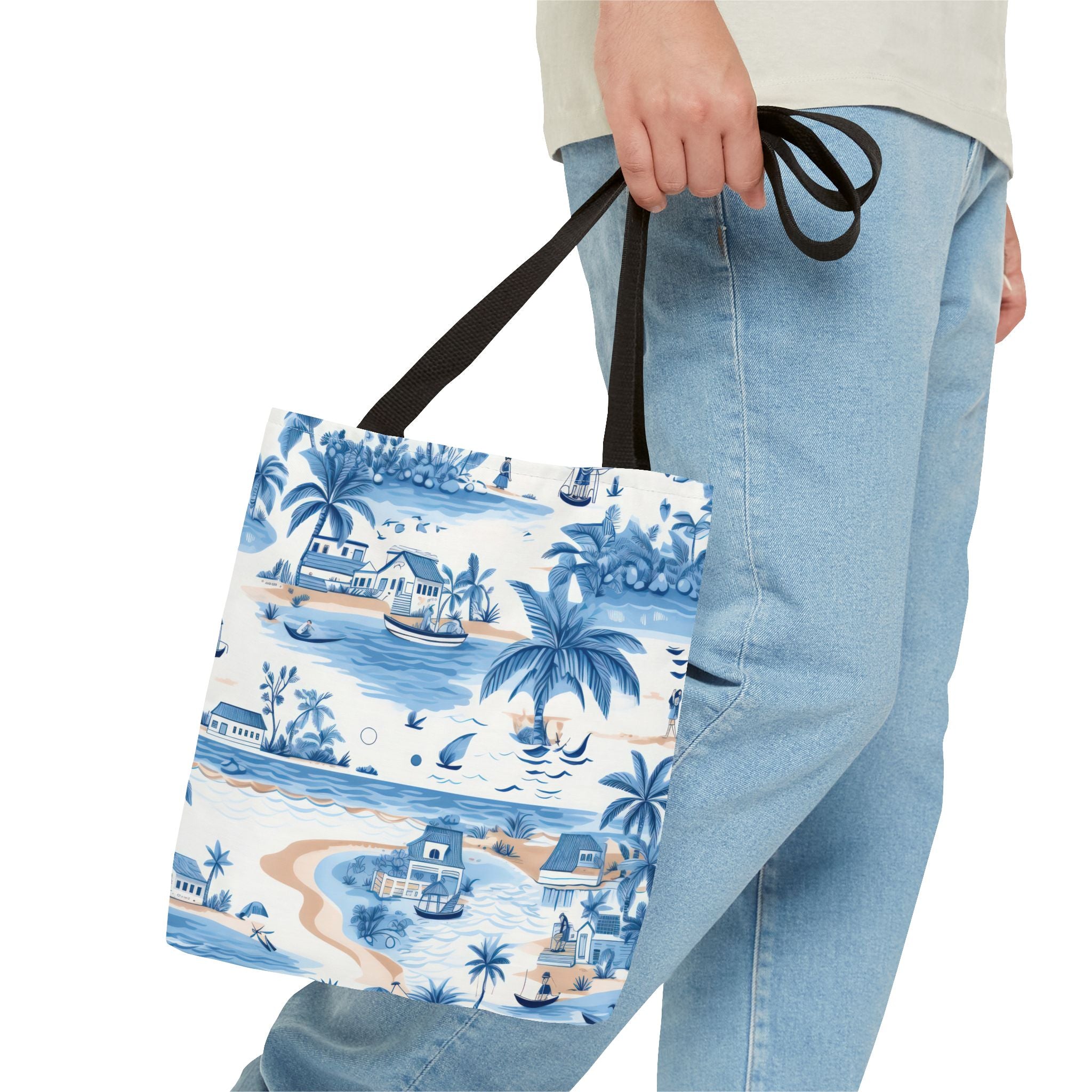 tropical Blue- Coastal Blue Tote Bag - Beach Vibes, Summer Travel, Eco-Friendly Shopping, Vacation Essentials, Gift for Ocean Lovers