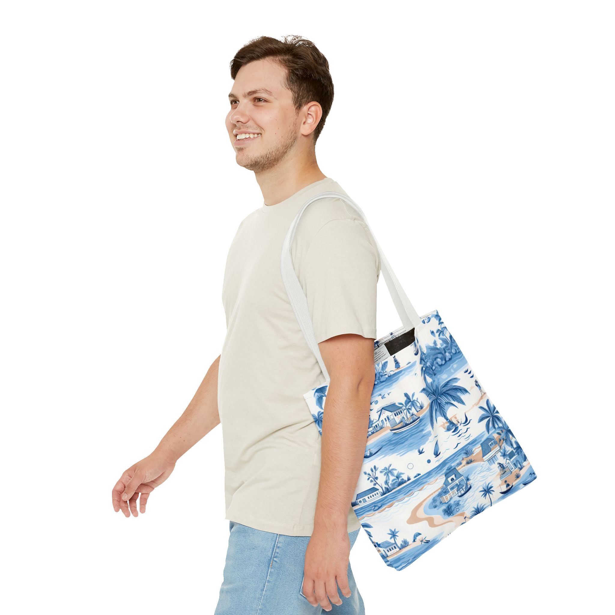 tropical Blue- Coastal Blue Tote Bag - Beach Vibes, Summer Travel, Eco-Friendly Shopping, Vacation Essentials, Gift for Ocean Lovers