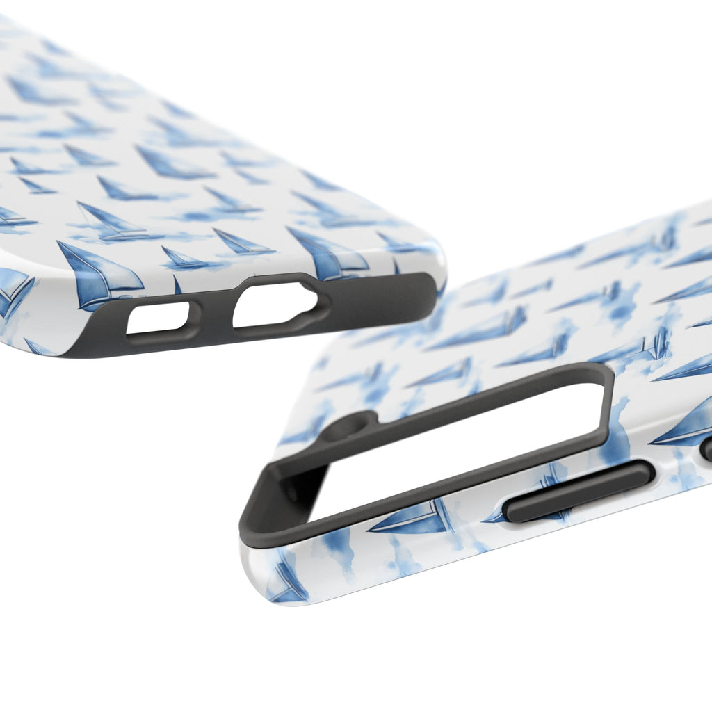 Blue Sailboat Phone Case - Nautical Tough Cover, Summer Gift, Ocean Lover Accessory, Unique Phone Protection, Beach Vibes