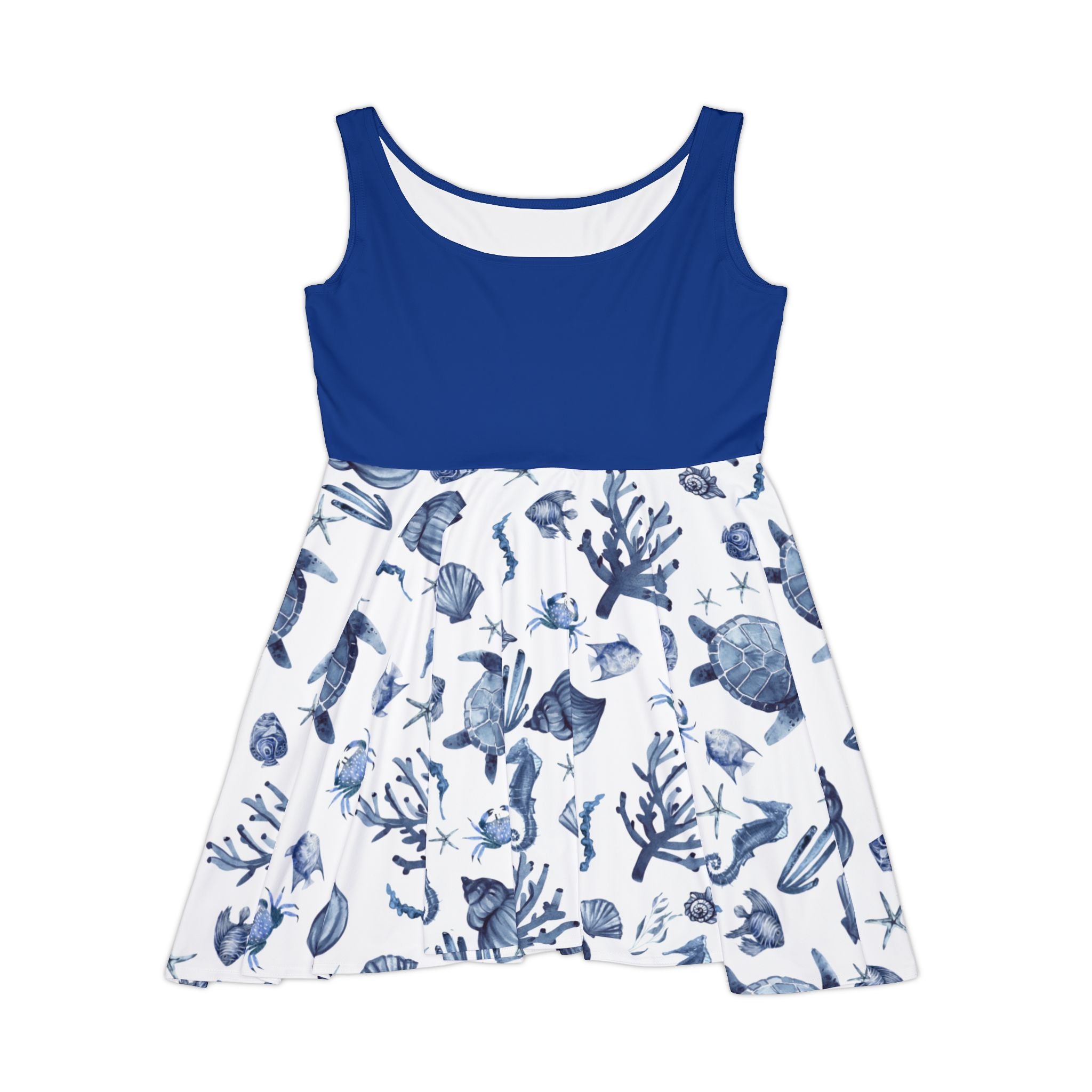 Deep Blue Sea Nautical-Themed Women's Skater Dress, Ocean-Inspired Fashion, Summer Dress, Beach Outfit, Vacation Wear, Mermaid Style