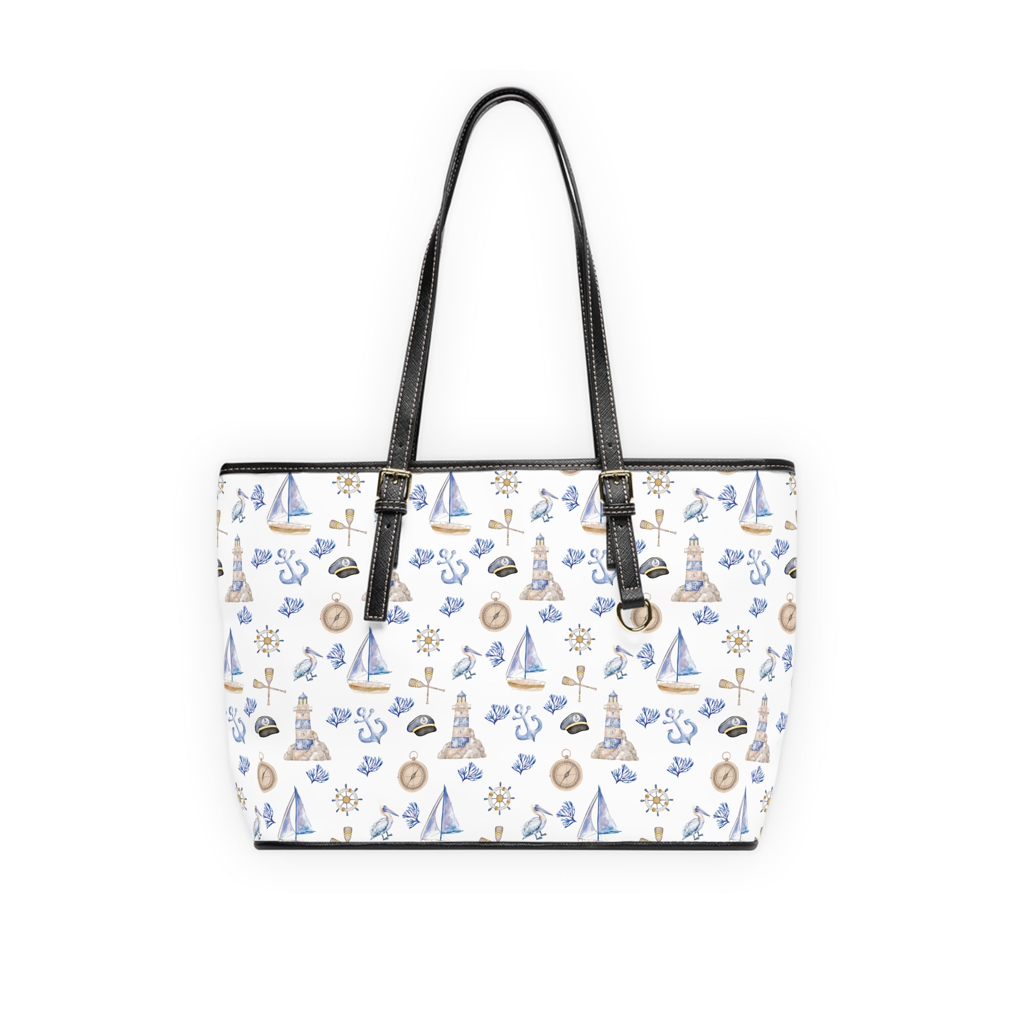 Sail Away Shoulder Bag - Sailboat and Lighthouse Print