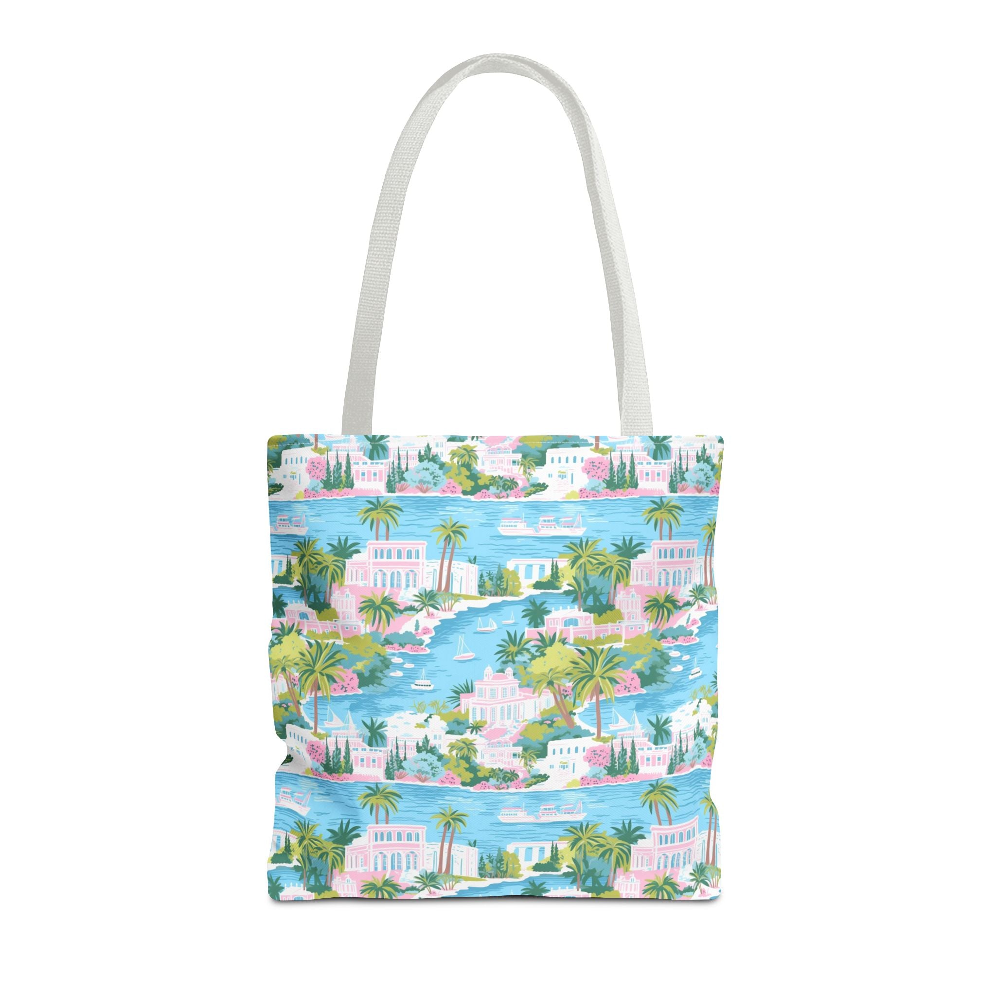 Greek Island - Tropical Paradise Tote Bag, Beach Bag, Eco-Friendly Shopping Bag, Summer Vibes Handbag, Vacation Essentials, Gift for Travelers