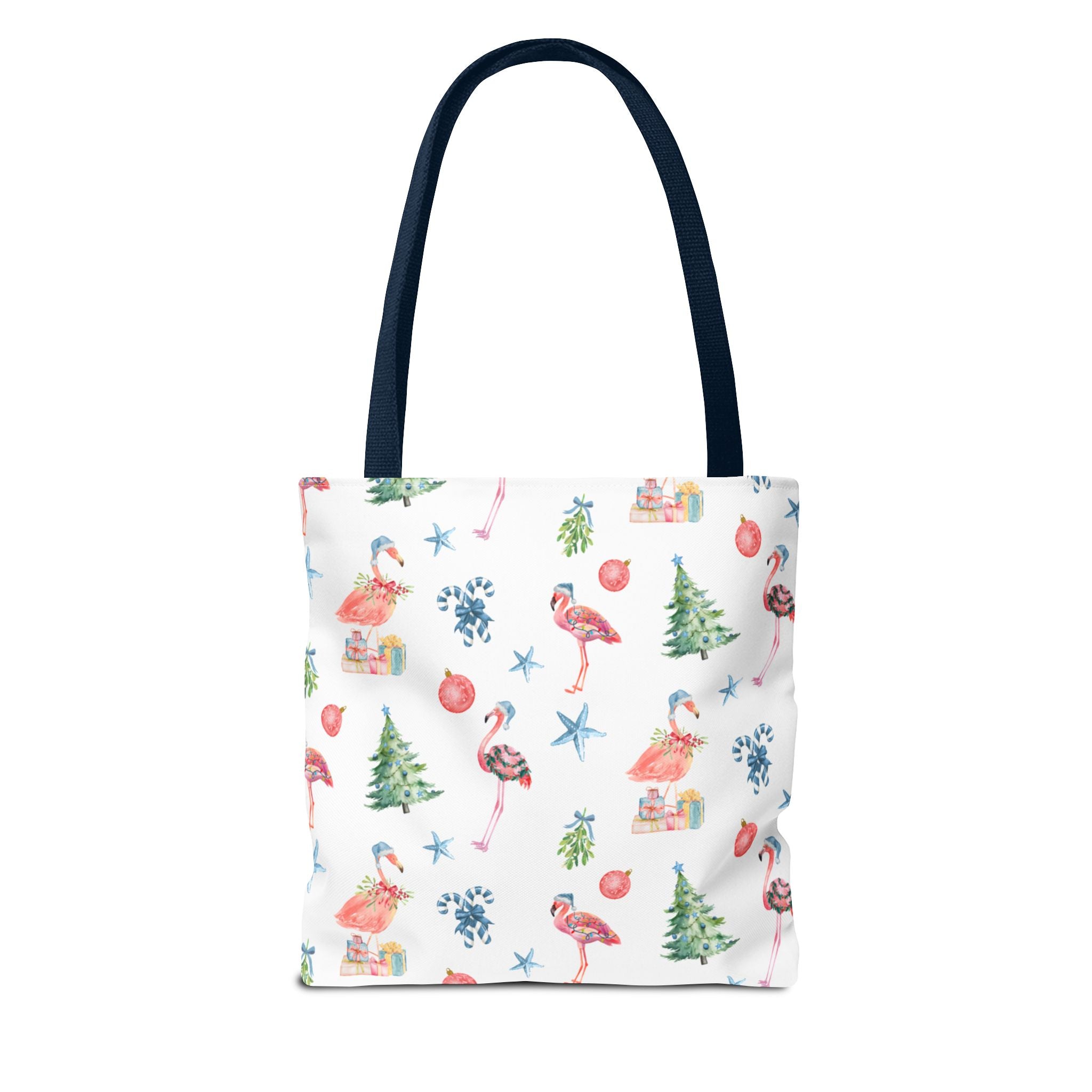 Christmas Flamingo Tote Bag, Holiday Gift, Summer Vibes, Beach Bag, Floral Shopper, Eco-Friendly，Gift Bag, Christmas Tote