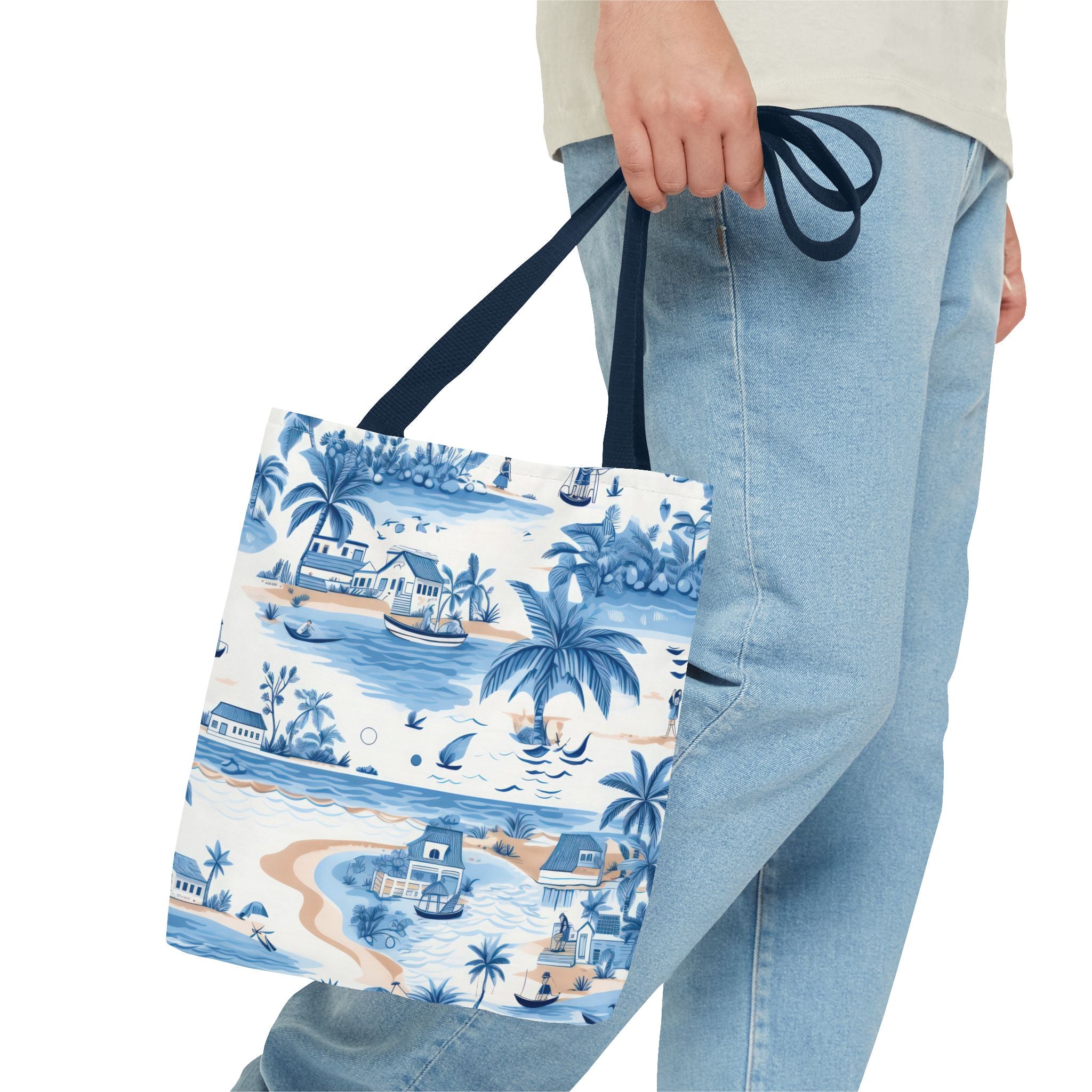 tropical Blue- Coastal Blue Tote Bag - Beach Vibes, Summer Travel, Eco-Friendly Shopping, Vacation Essentials, Gift for Ocean Lovers