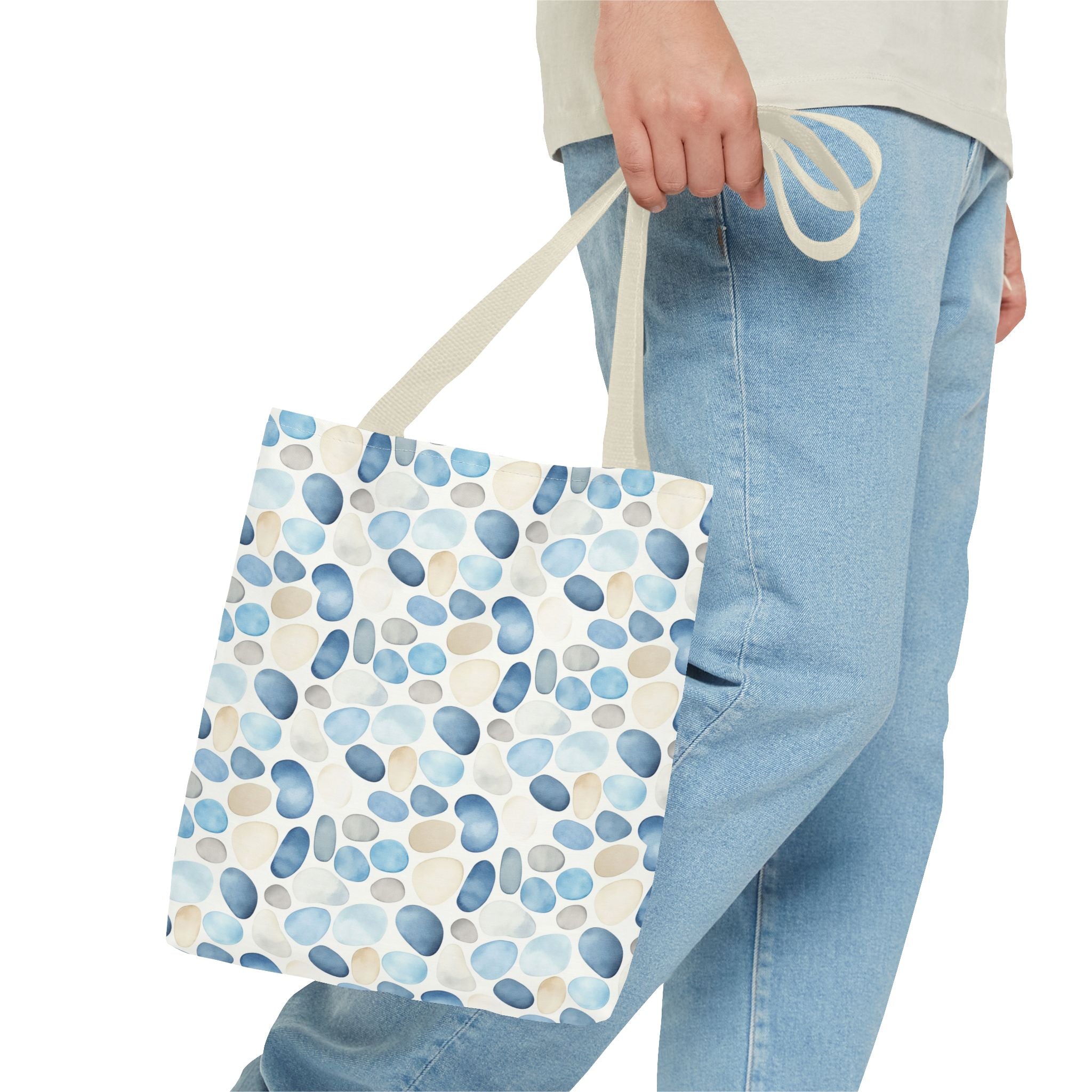 Cobble stone- Tote Bag with Blue Pebble Design | Beach Bag, Grocery Tote, Shopping Bag, Gift Bag, Eco-Friendly Tote