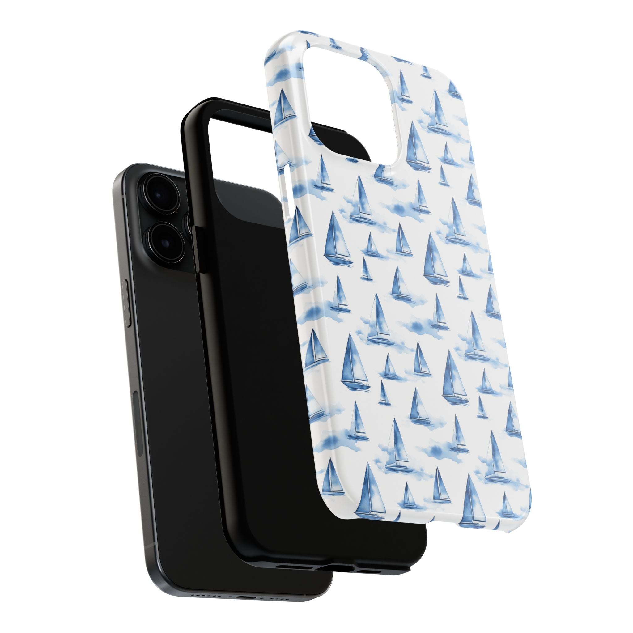 Blue Sailboat Phone Case - Nautical Tough Cover, Summer Gift, Ocean Lover Accessory, Unique Phone Protection, Beach Vibes