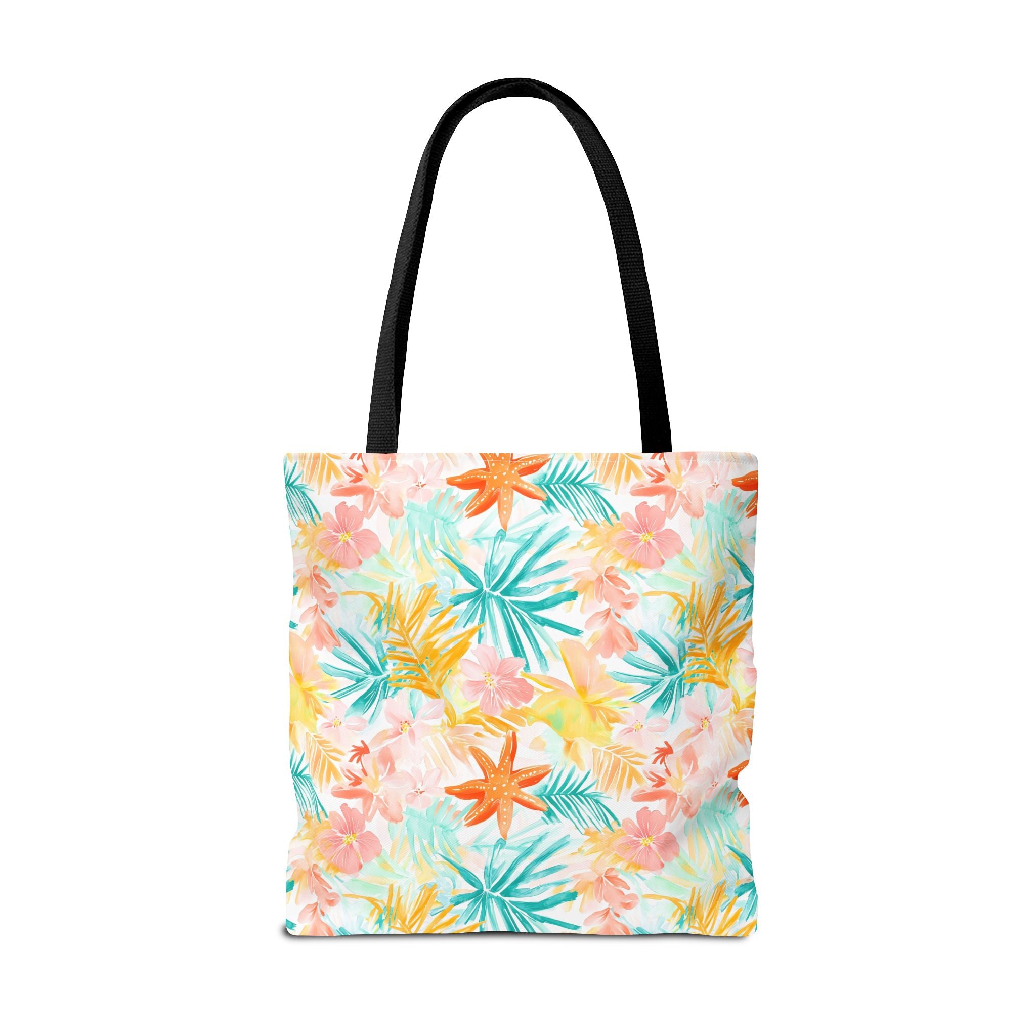 Tropical Starfish- Floral Tote Bag, Summer Beach Bag, Eco-Friendly Shopping Tote, Reusable Grocery Bag, Gift for Her