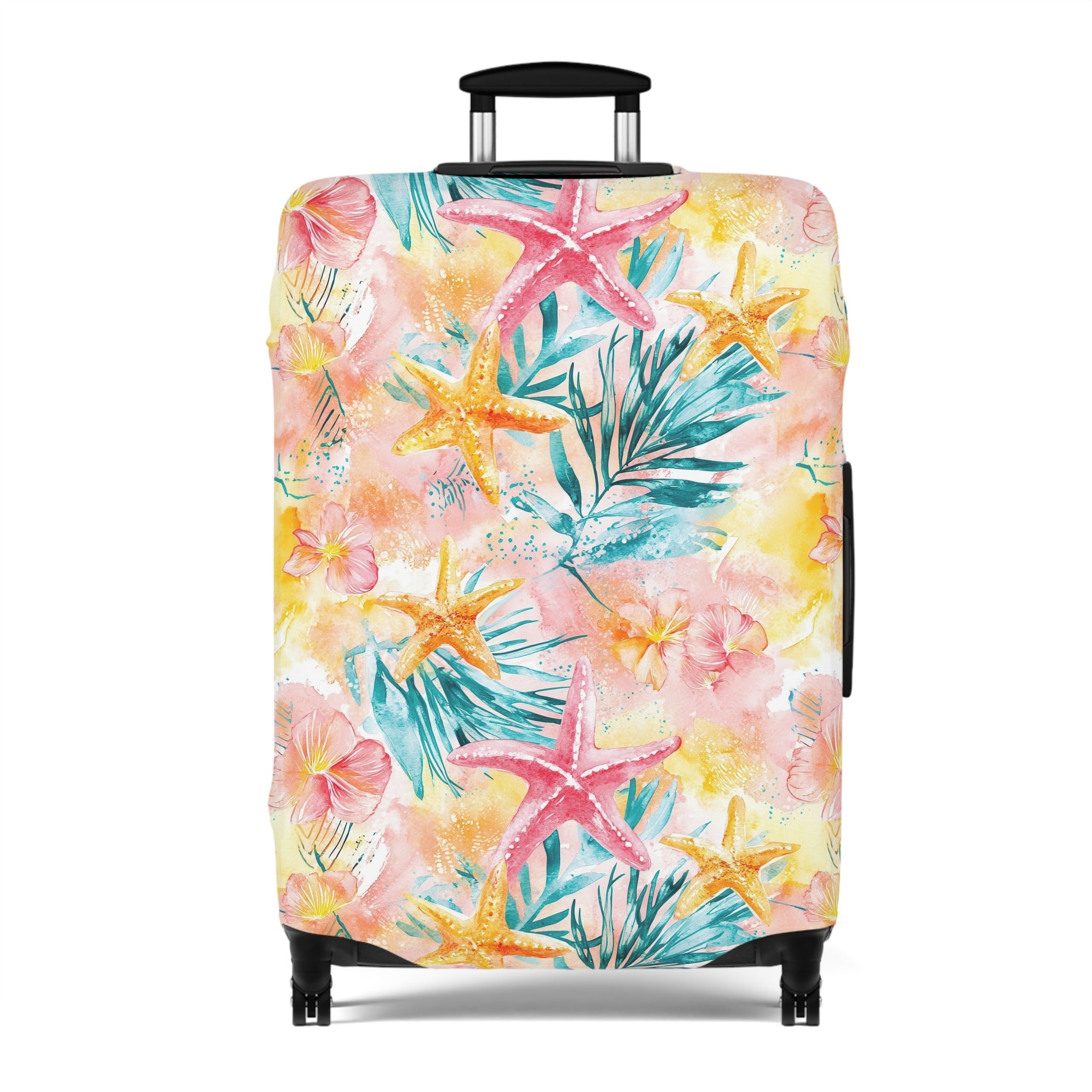 Pink Tropical Starfish- Luggage Cover - Colorful Travel Accessory for Vacation, Beach & Adventure Lovers, Air Travel Gear, Personalized Gift