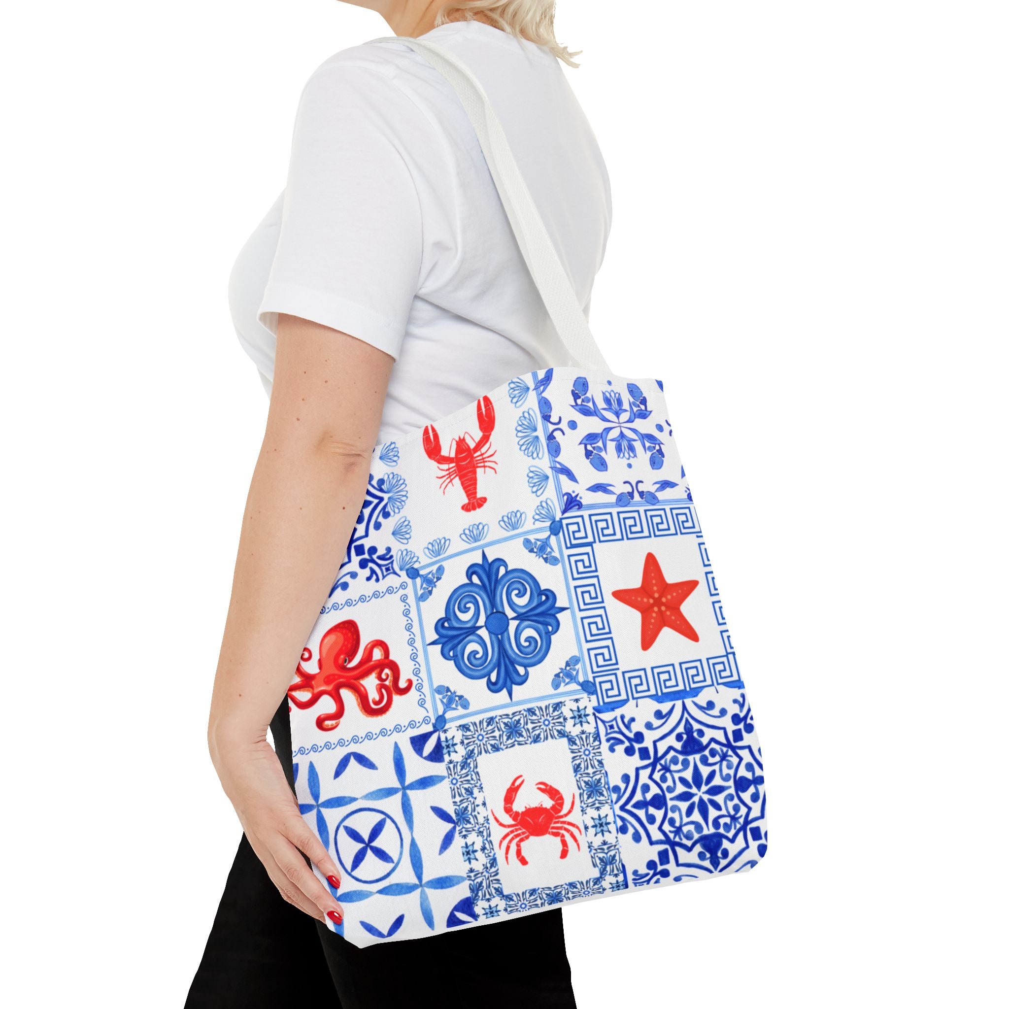 Greek Sea - Ocean-Inspired Tote Bag, Nautical Style, Beach Bags, Gift for Her, Summer Accessory, Trendy Shopping Tote, AOP Design