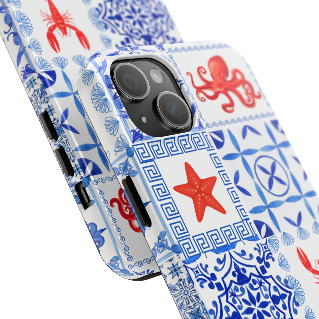 Greek Sea- Coastal Chic Phone Case - Nautical Sea Life Design, Marine Themed Tough Case, Ocean Lover Gift, Beach Decor, Summer Vibes