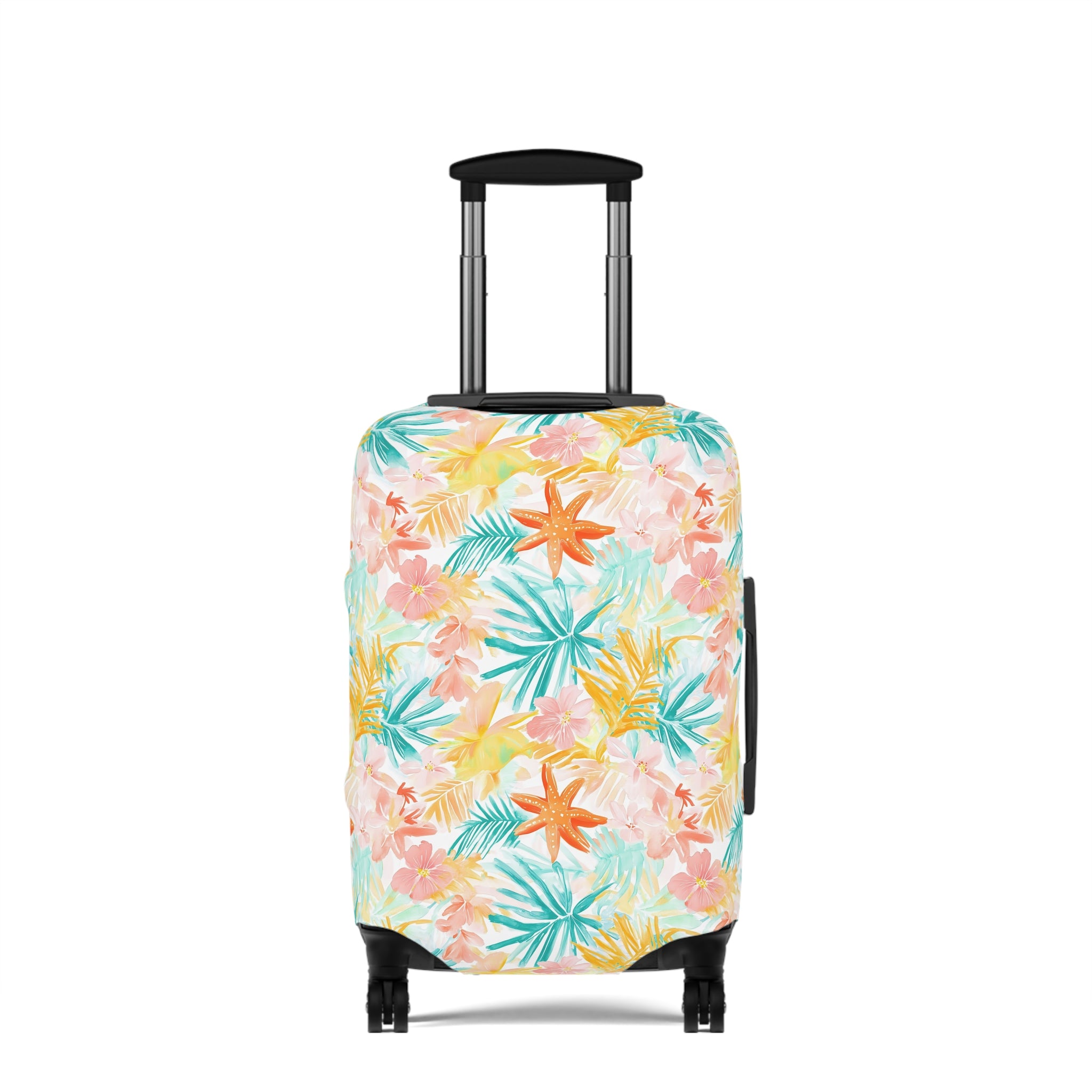 Tropical Starfish - Luggage Cover with Floral Design | Travel Accessory for Vacation | Personalized Suitcase Protector, Beach Gift, Unique Travel Gear