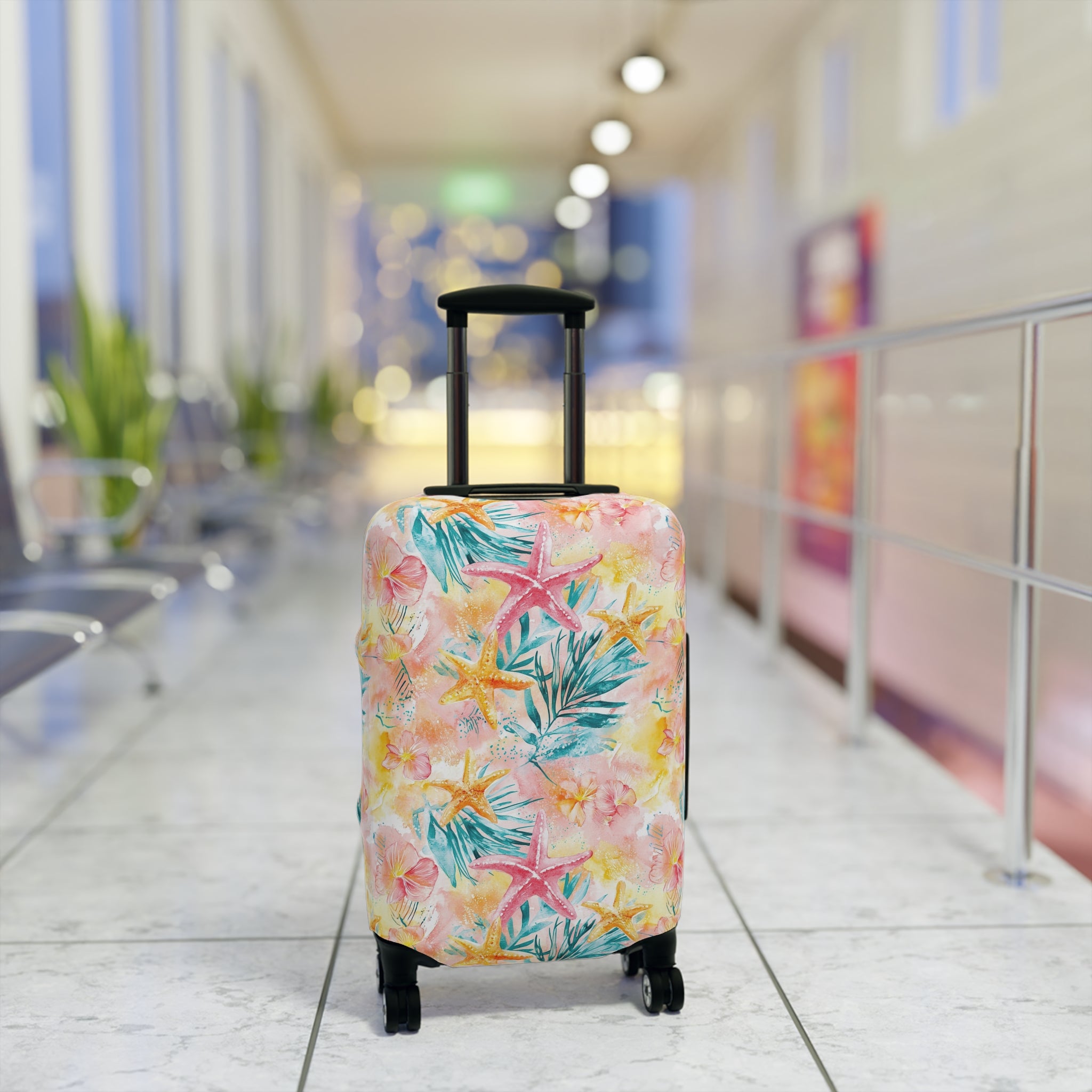 Pink Tropical Starfish- Luggage Cover - Colorful Travel Accessory for Vacation, Beach & Adventure Lovers, Air Travel Gear, Personalized Gift