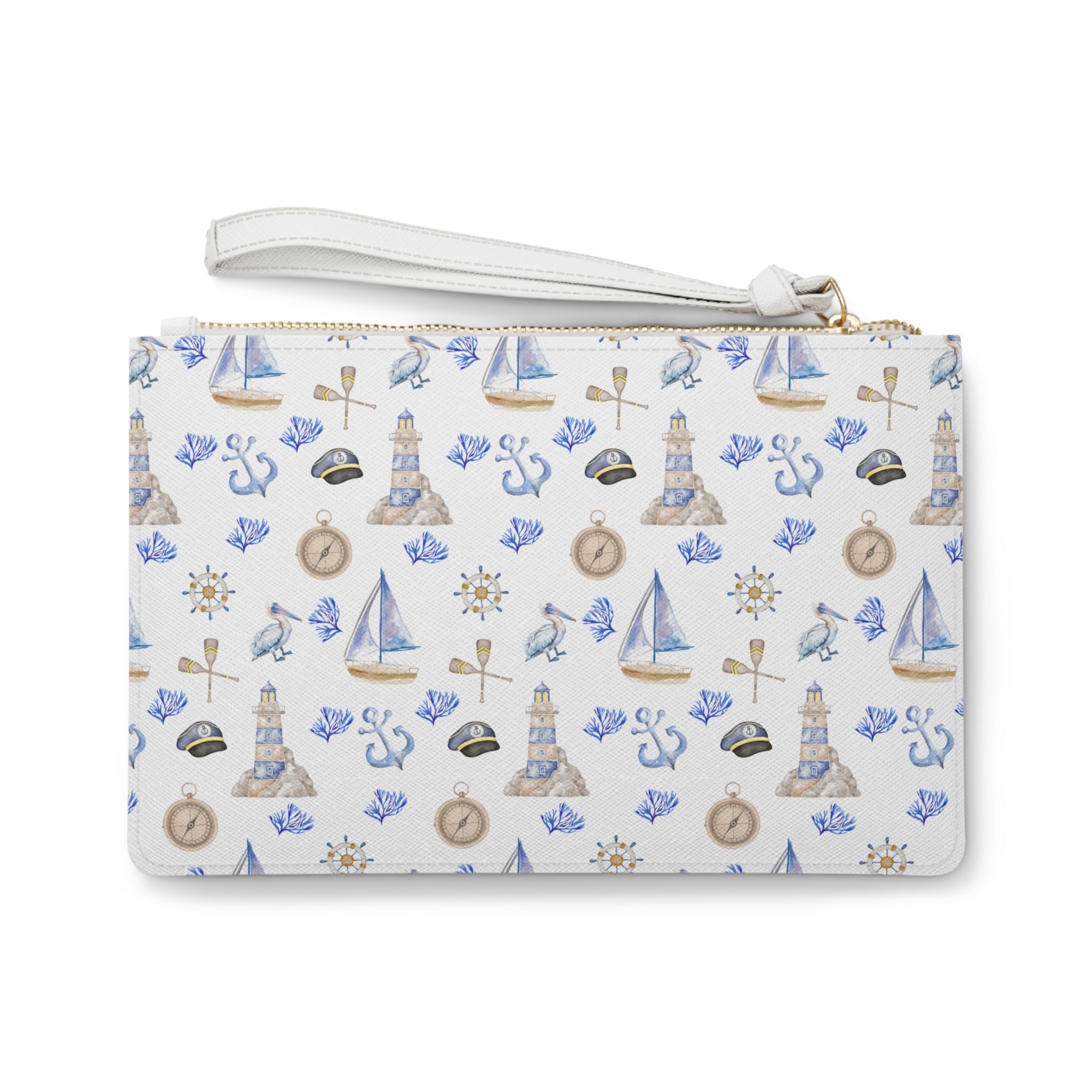 Sail Away Vegan Leather Clutch Bag - Coastal Seashells & Lighthouses Design, Perfect for Beach Days, Summer Vacations, Travel Pouch, Gift for [...]